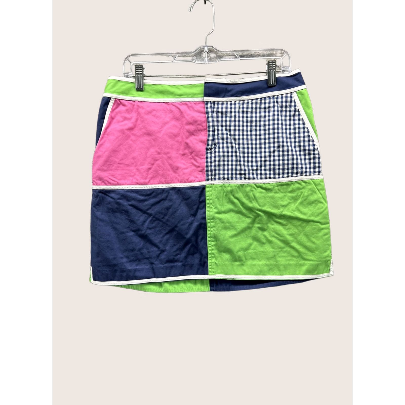 Lilly Pulitzer Lilly Pulitzer Skirt Womens 8 Multicolor Patchwork Gingham Mini Lined Pockets Size 30" / US 8 / IT 44 - 1 Thumbnail