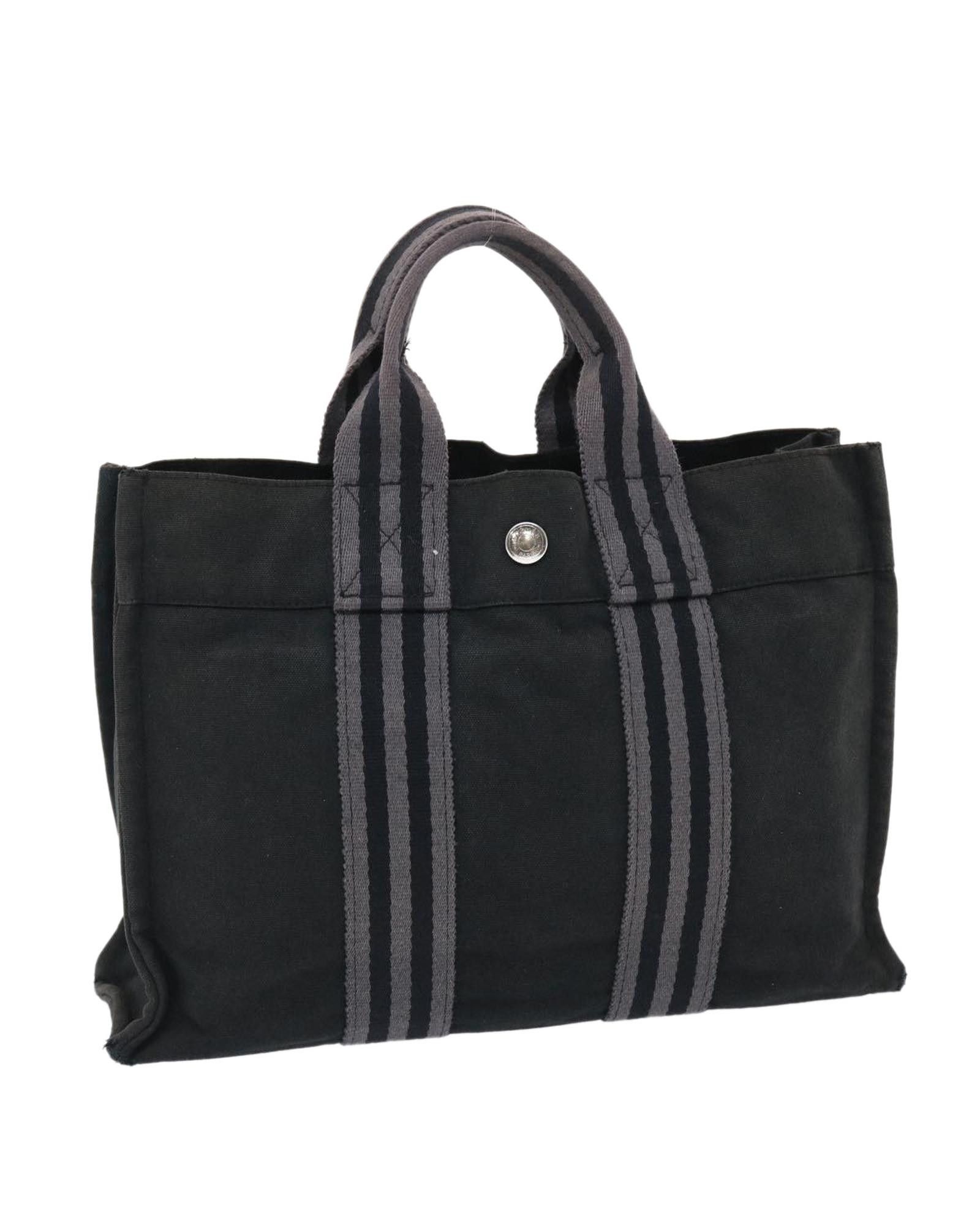 image of Canvas Black Hand Bag - Hermes Fourre Tout Pm, Women's