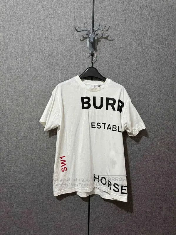 Burberry Burberry White Logo Printed Men's T. Size US XS / EU 42 / 0 - 1 Thumbnail