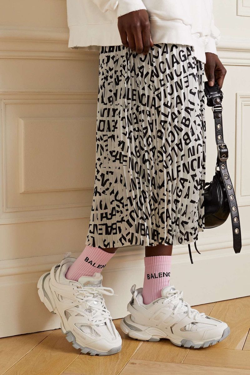Balenciaga o1srvl11e0426 Track Metallic Sneakers in White/Silver Size US 9 / IT 39 - 4 Thumbnail