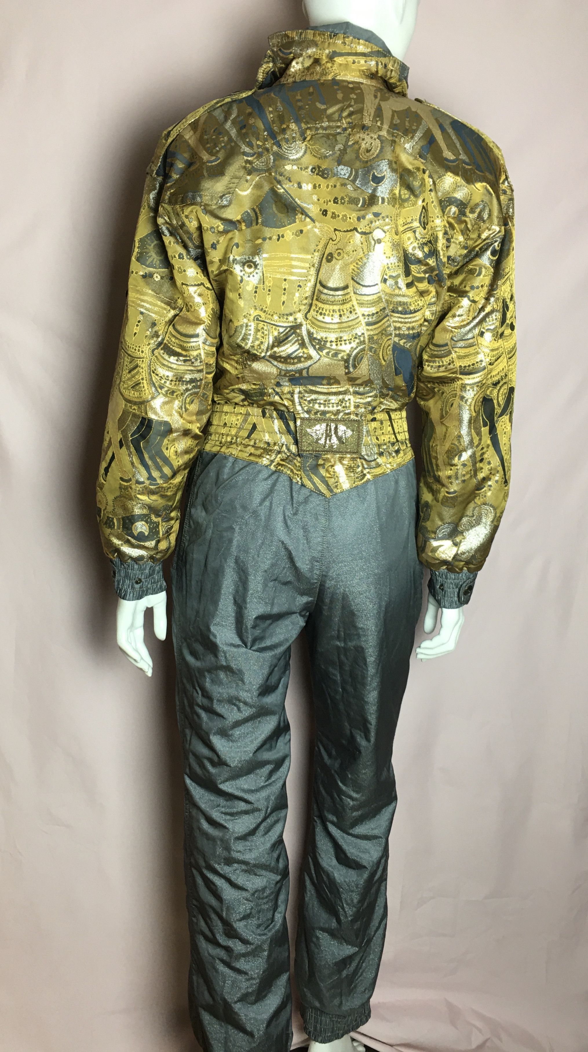 Vintage Rare 80s Vintage EMMEGI Gold One Piece Ski Suit Size 27" / US 4 / IT 40 - 3 Thumbnail