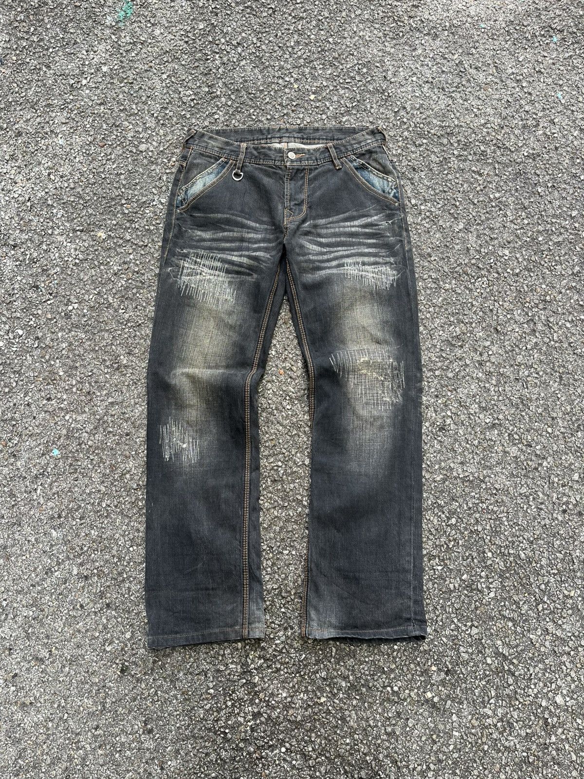 NICOLE CLUB FOR MEN DISTRESSED BLACK FADED PUNK GRUNGE JEANS
