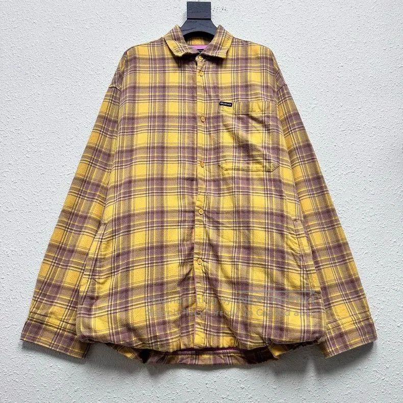 Balenciaga Balenciaga Yellow Plaid Cotton Shirt Jacket. Size US XS / EU 42 / 0 - 1 Thumbnail