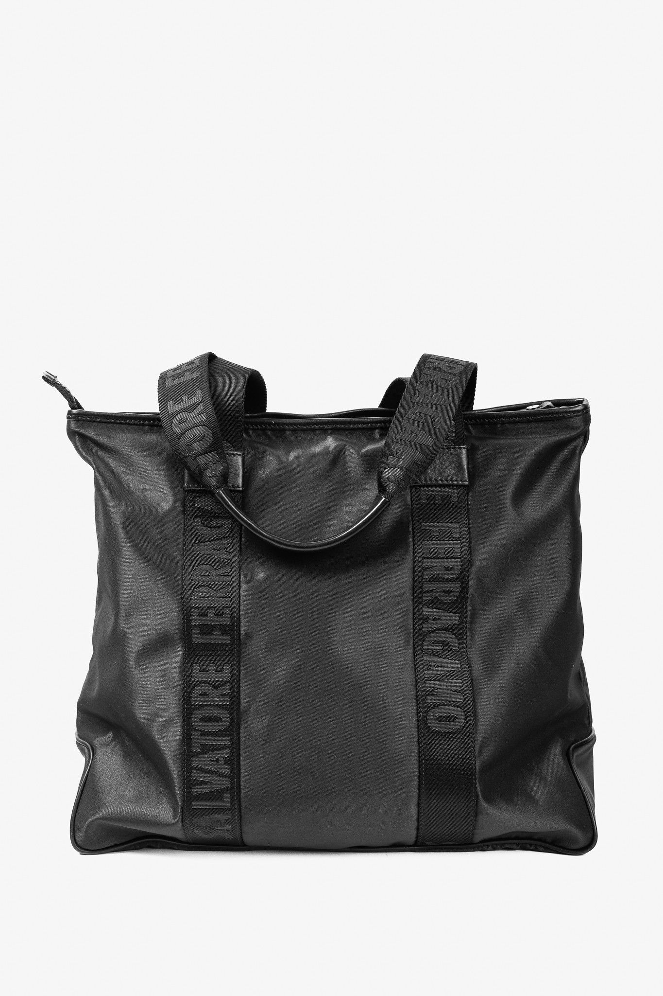 Salvatore Ferragamo Salvatore Ferragamo Nylon Logo-Tape Leather-Trimmed Tote Size ONE SIZE - 1 Thumbnail
