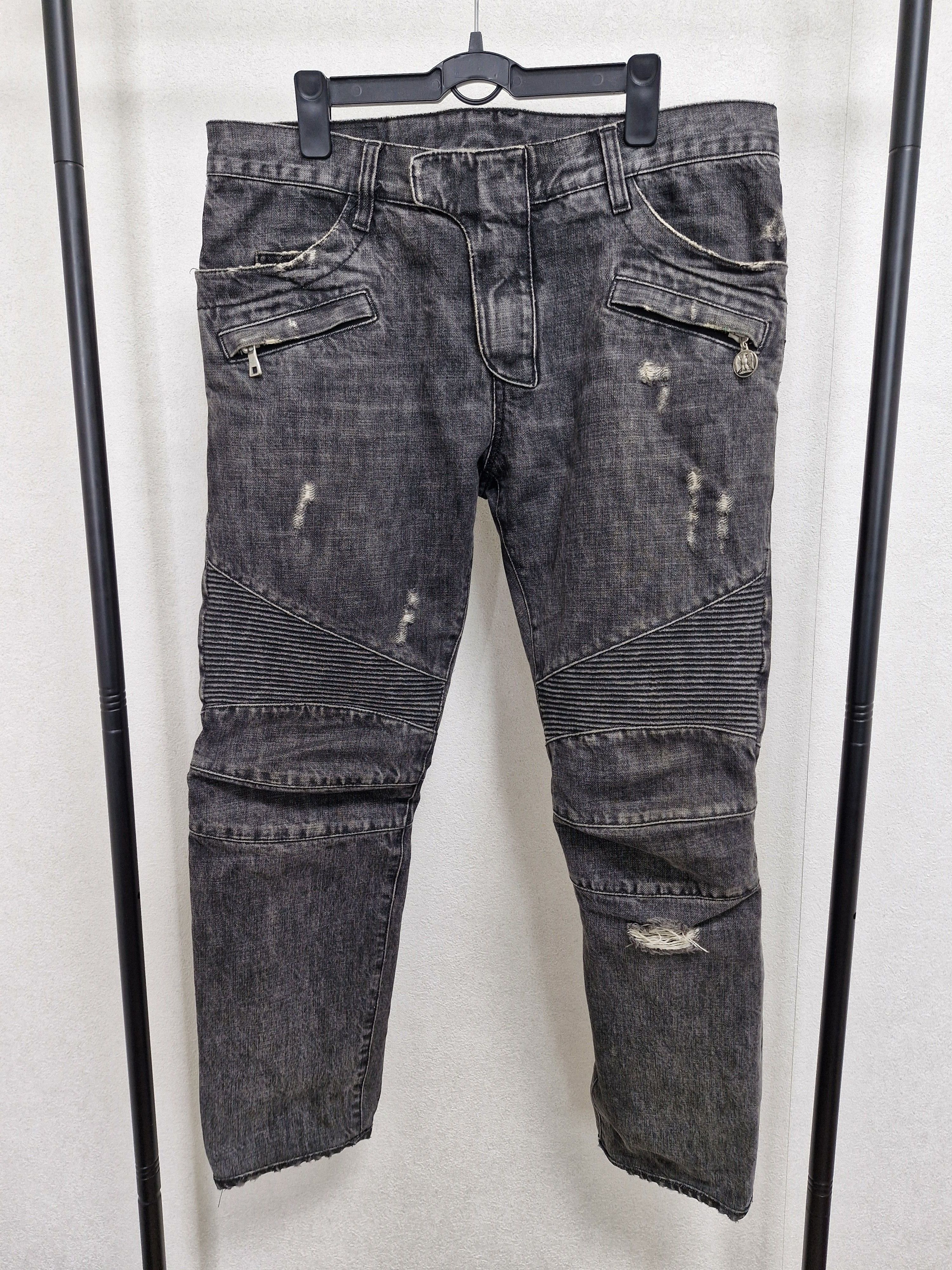 Balmain BALMAIN SS11 Waxed Distressed Eagle Coin Biker Jeans Size US 32 / EU 48 - 1 Thumbnail