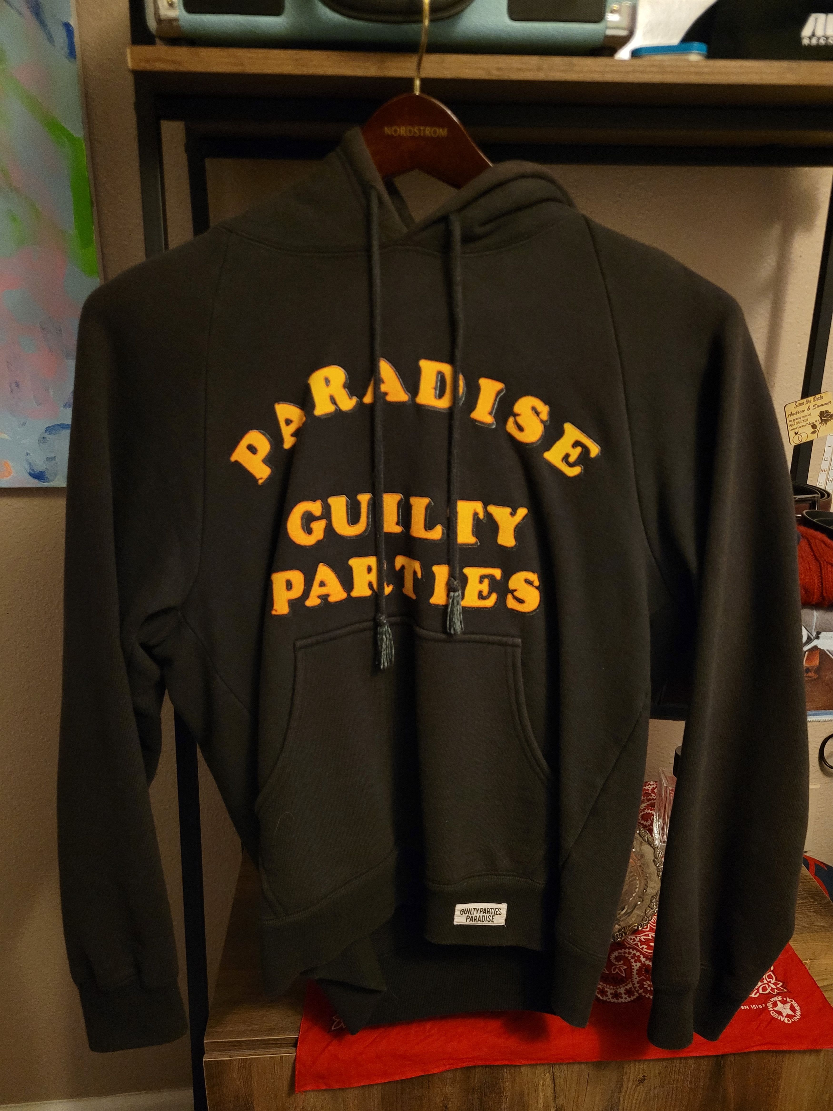 image of Guilty Parties x Wacko Maria Heavyweight Washed Hoodie in Washed Black, Men's (Size Medium)