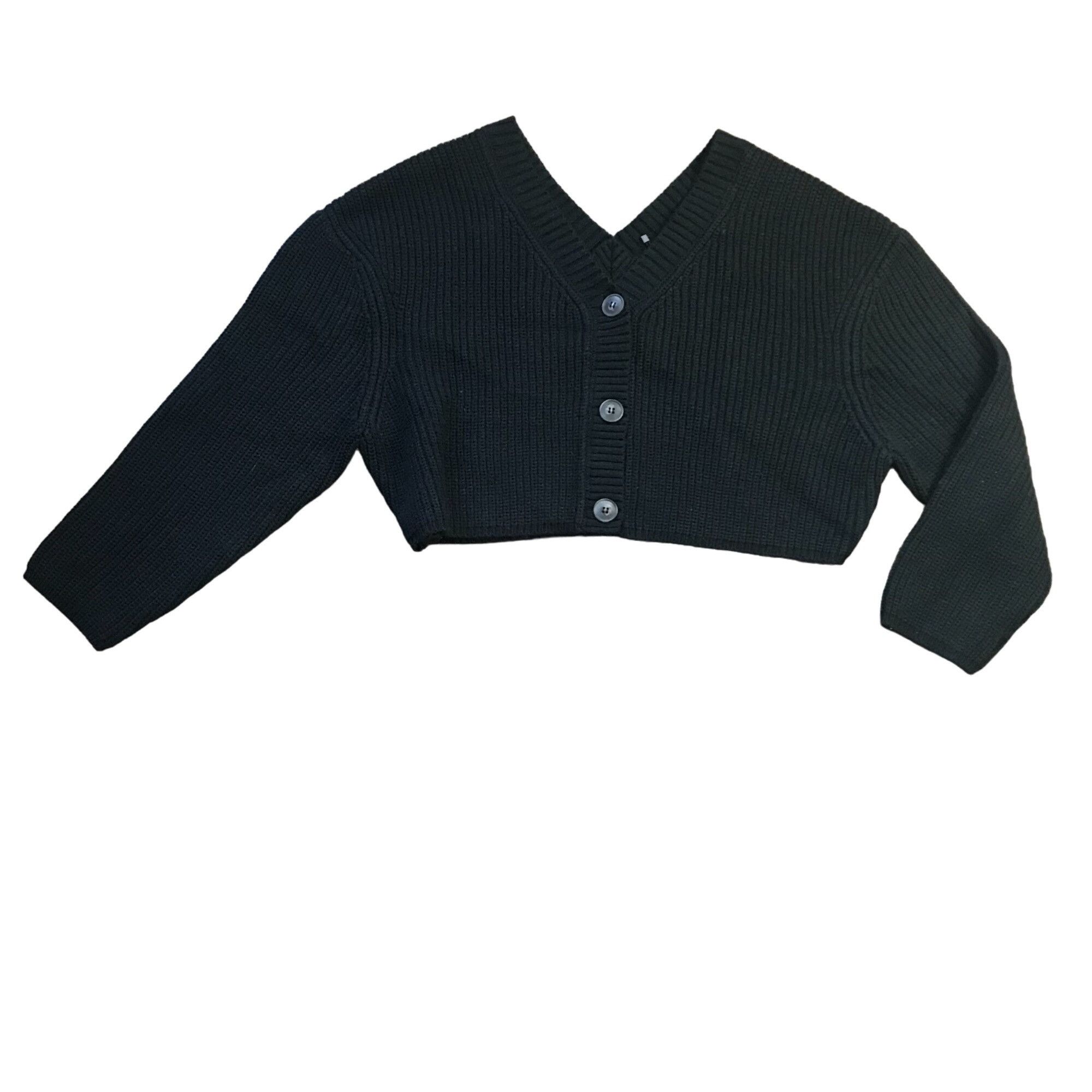 Zara Zara Black V-Neck Cropped Cardigan Sweater Women's Large Rib Size L / US 10 / IT 46 - 1 Thumbnail
