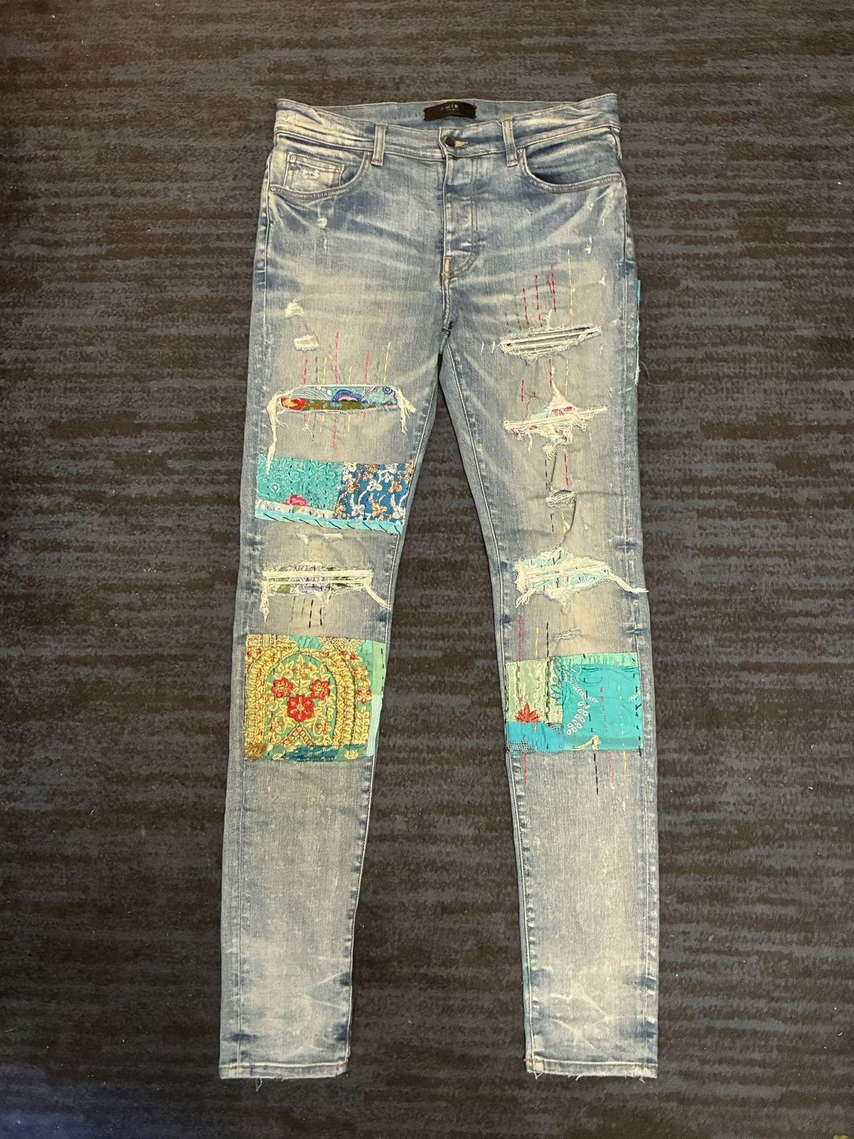 Amiri Amiri art quilted patchwork denim size 33 Size US 33 - 1 Thumbnail