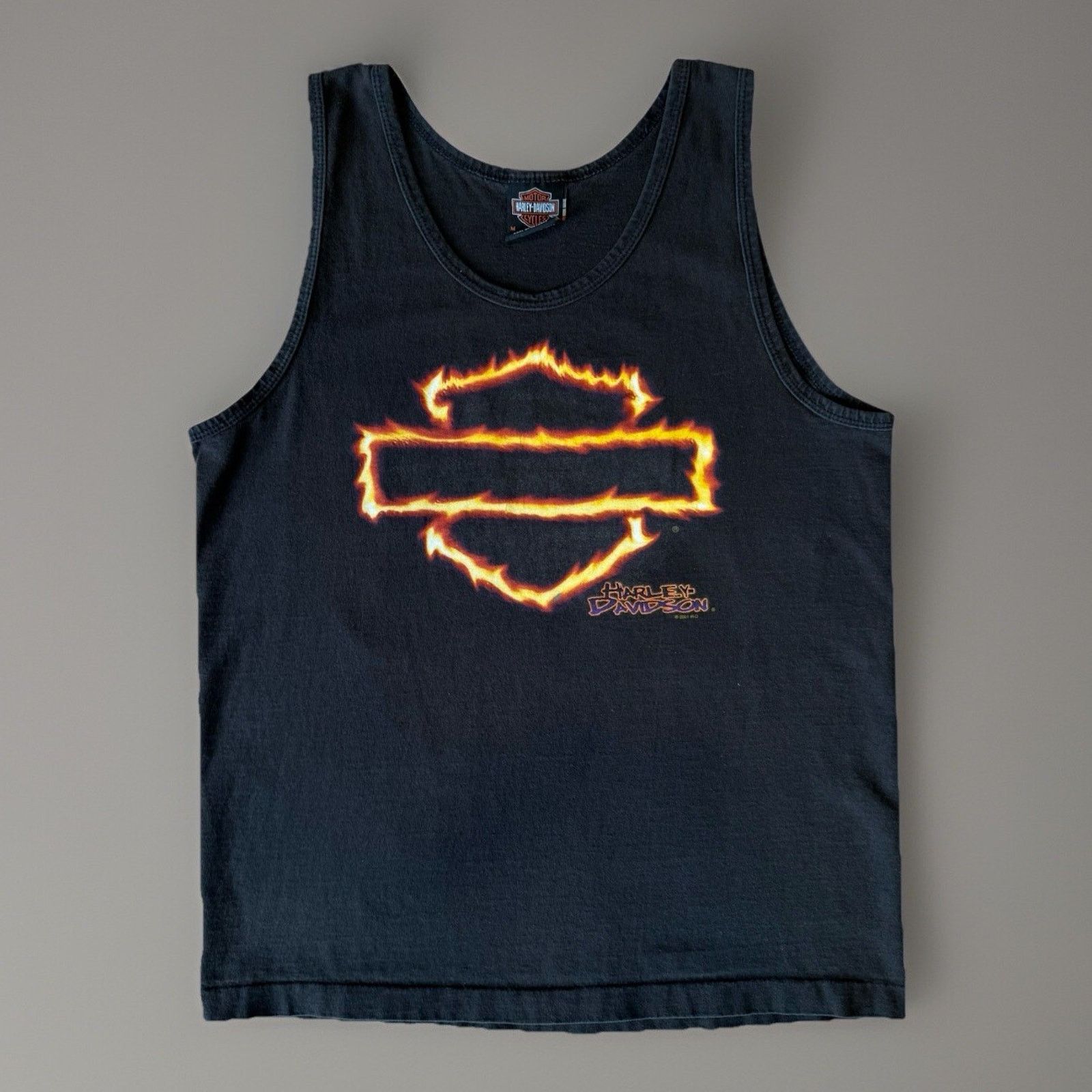 Harley Davidson × Vintage Vintage Harley Davidson Tank Top M Black Flames Motorcycles Size US M / EU 48-50 / 2 - 1 Thumbnail