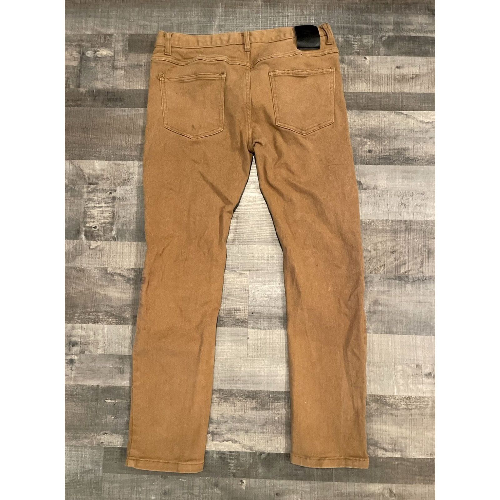 Denime LR Scoop Jeans Mens 32 Blue Tan Skinny Ribbed Stretch Denim Size 34x32 32x27 Skater F417 Size US 32 / EU 48 - 5 Thumbnail