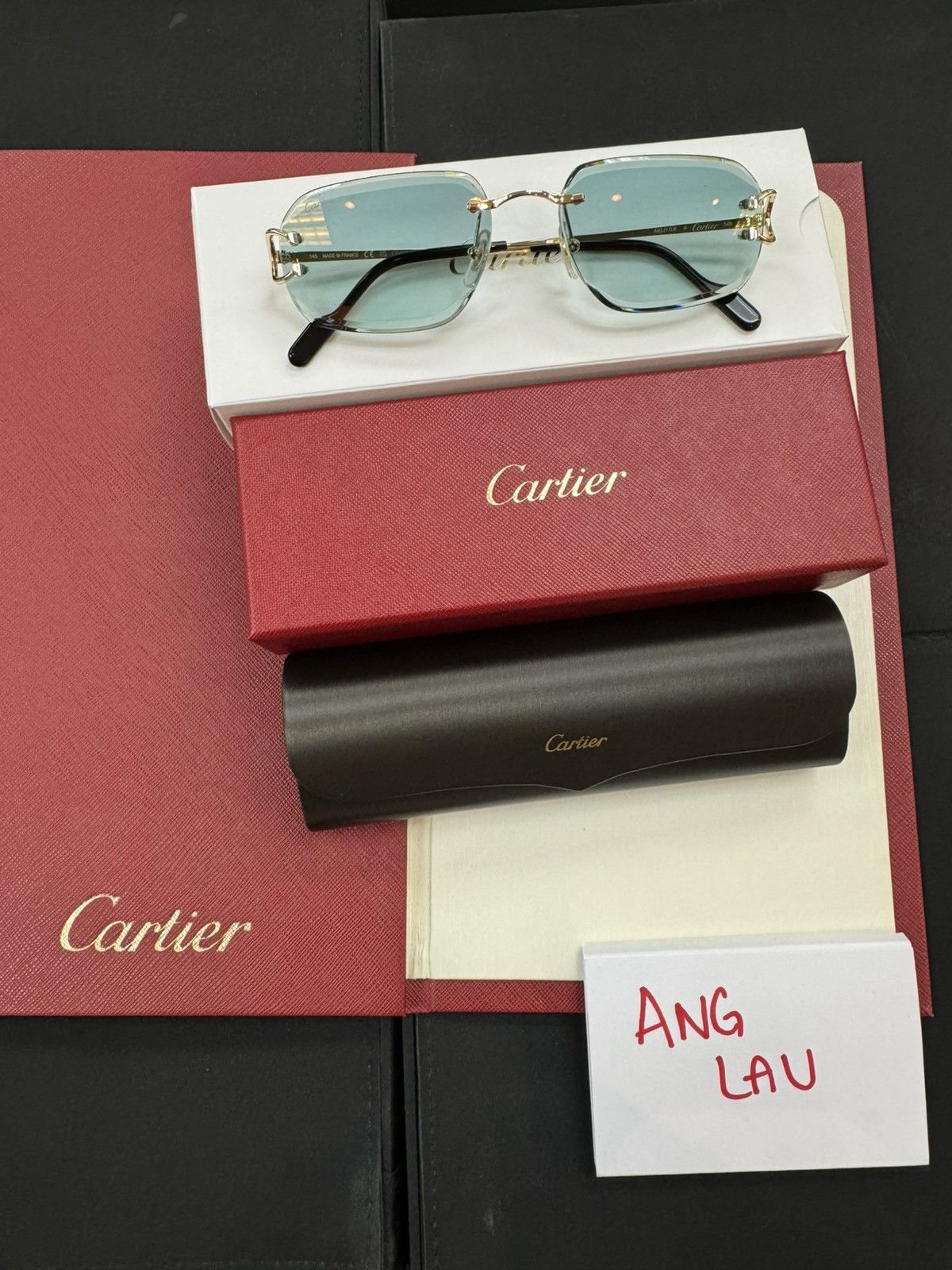 Cartier Cartier Big C Decor Green Tint Sunglasses Gold Size ONE SIZE - 1 Thumbnail