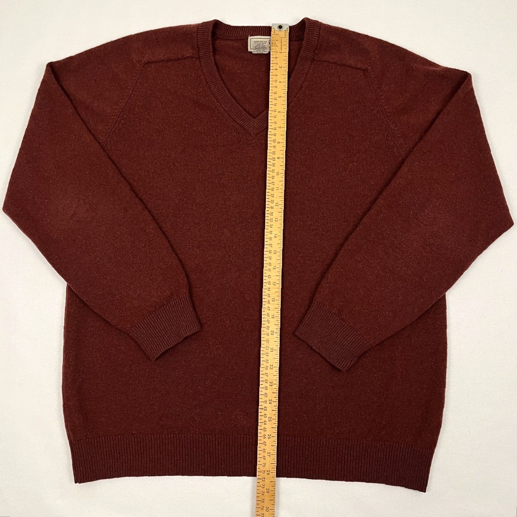 Vintage LL Bean Sweater Mens Large Tall Burnt Red Lambs Wool Knit Jumper Pullover V-Neck Size US L / EU 52-54 / 3 - 4 Thumbnail