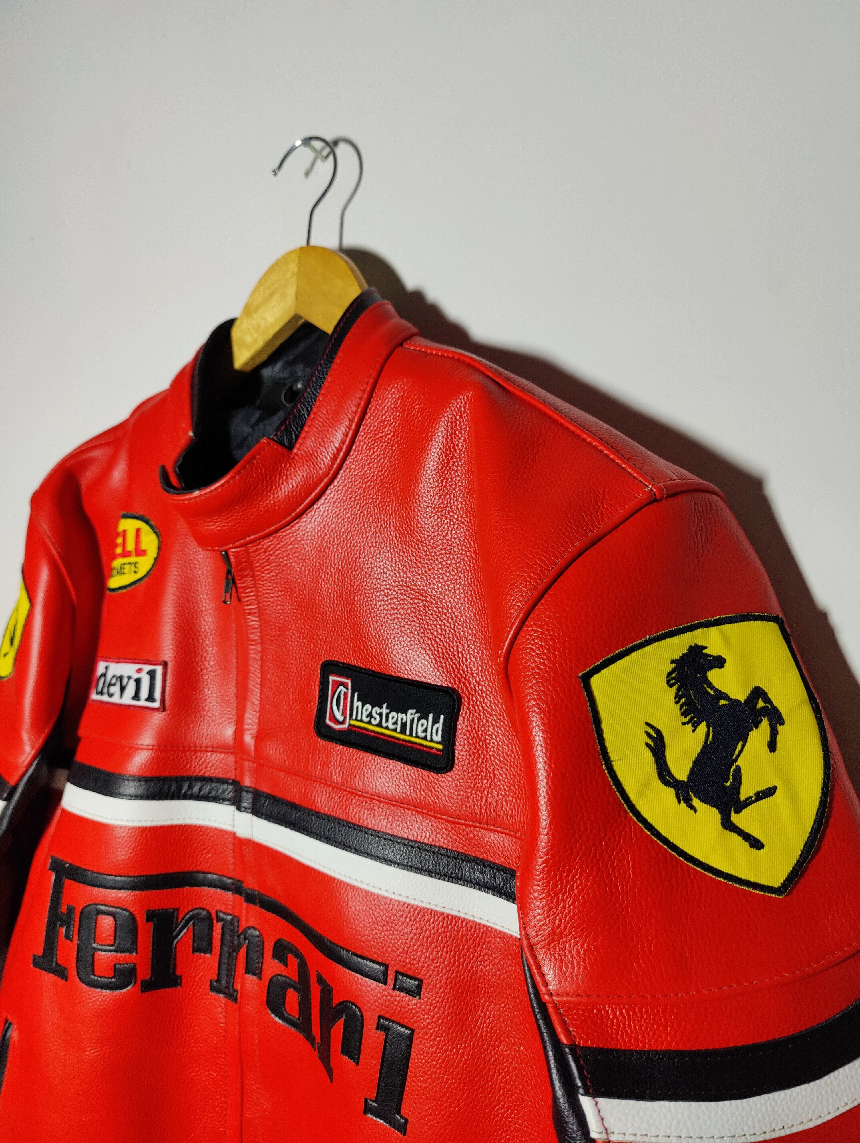 Formula 1 Ferrari 90s Racing Leather Jacket Streetwear Size US L / EU 52-54 / 3 - 5 Thumbnail