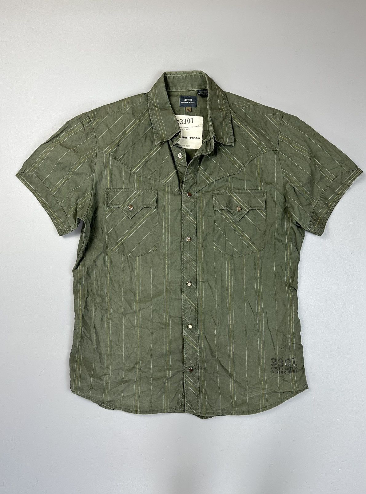 G-Star Khaki Striped Button Shirt Jungle Style G-Star Raw Size US L / EU 52-54 / 3 - 1 Thumbnail