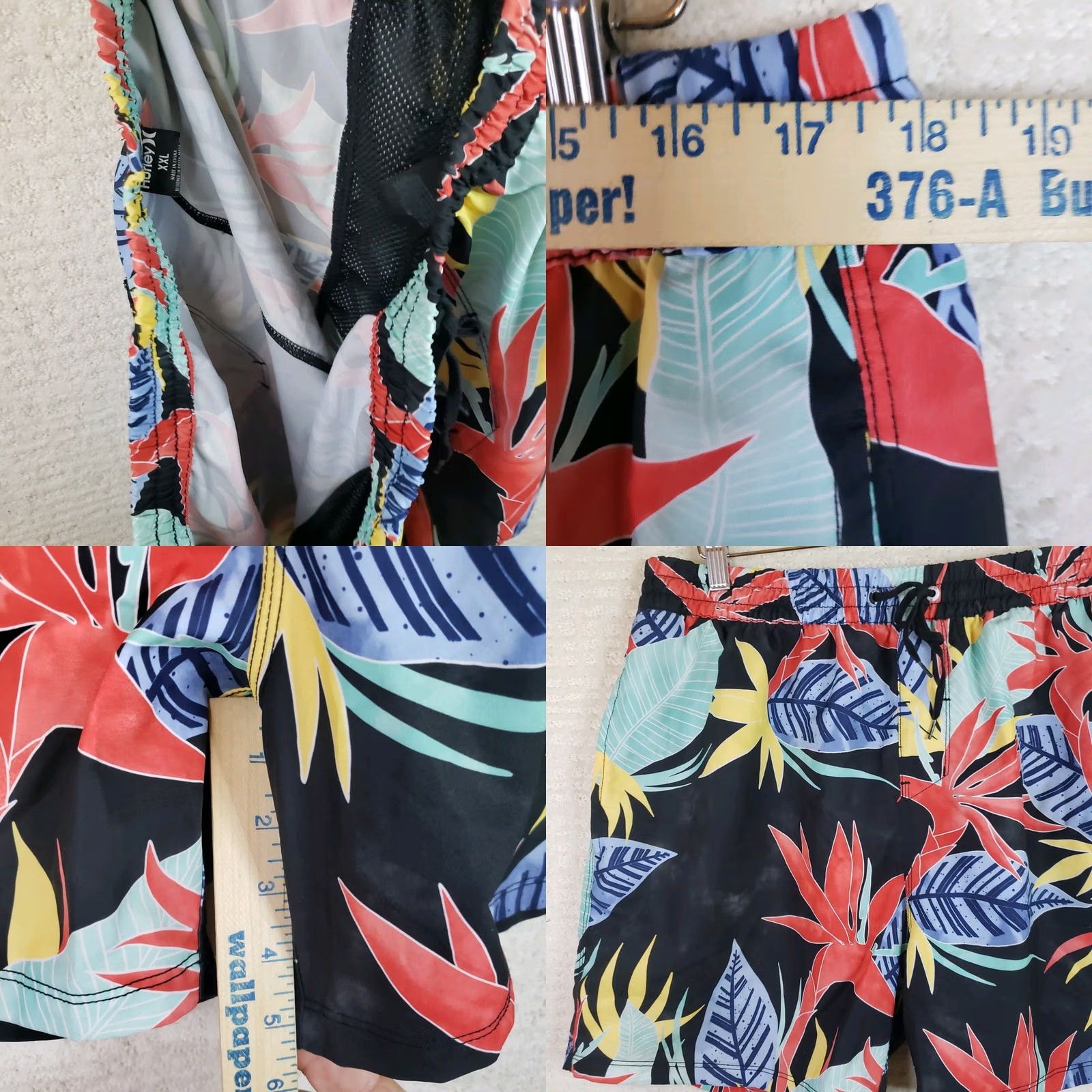 Hurley Hurley Swim Trunks Boardshorts Men's XXL Multicolor Hawaiian Tropical Floral Size US 39 - 9 Thumbnail