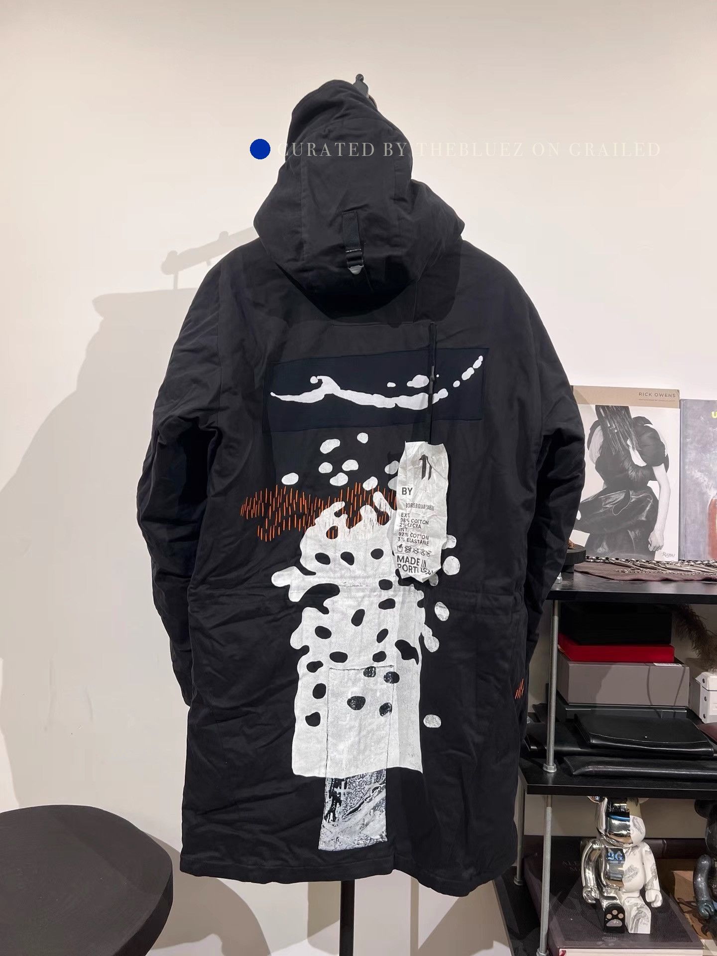 11 By Boris Bidjan Saberi Quilted Embroidered Black Hoodie Coat Size US M / EU 48-50 / 2 - 1 Thumbnail