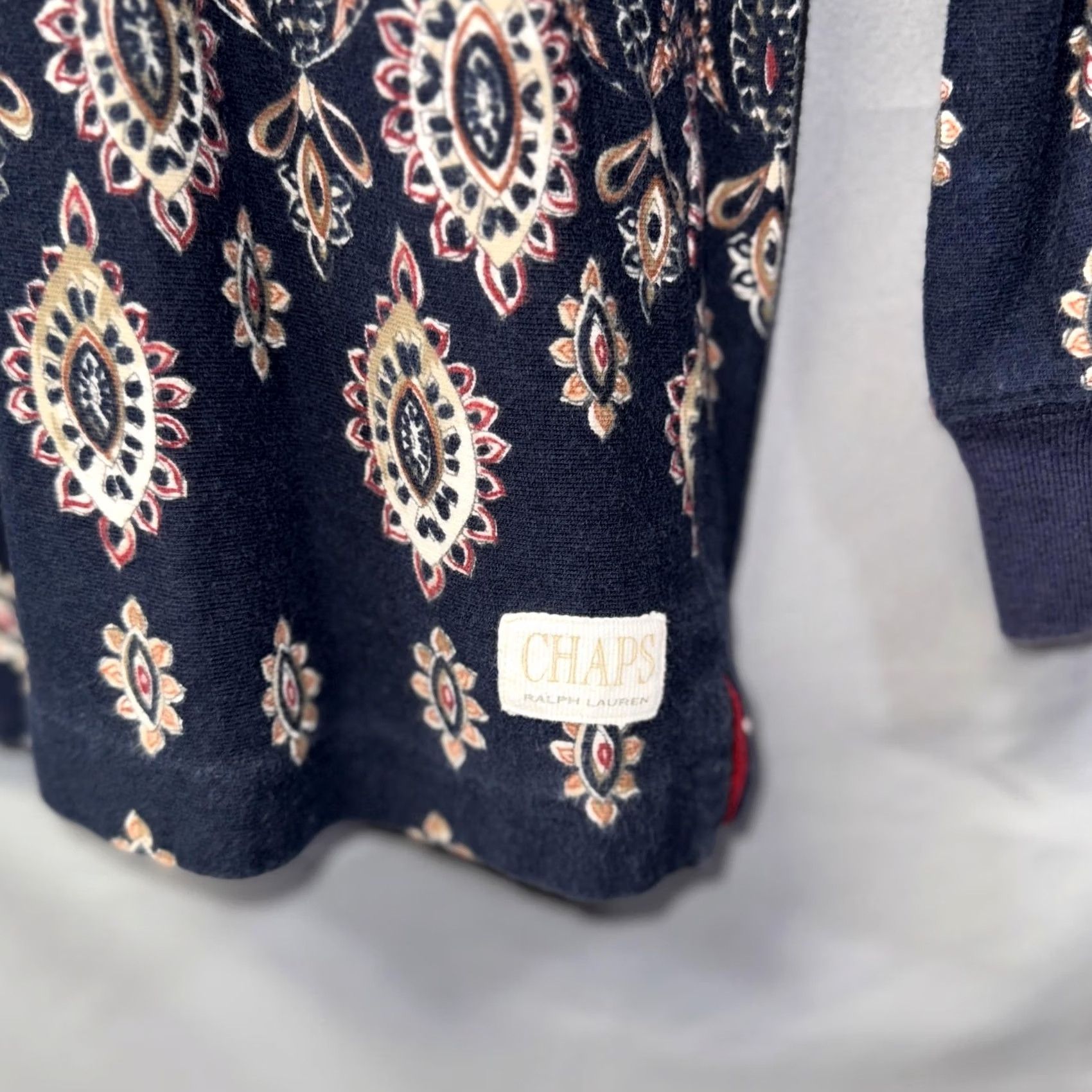 Chaps Chaps Ralph Lauren Shirt Women’s XL Navy Corduroy Collar Paisley Long Sleeve Polo Button Placket Size XL / US 12-14 / IT 48-50 - 3 Thumbnail