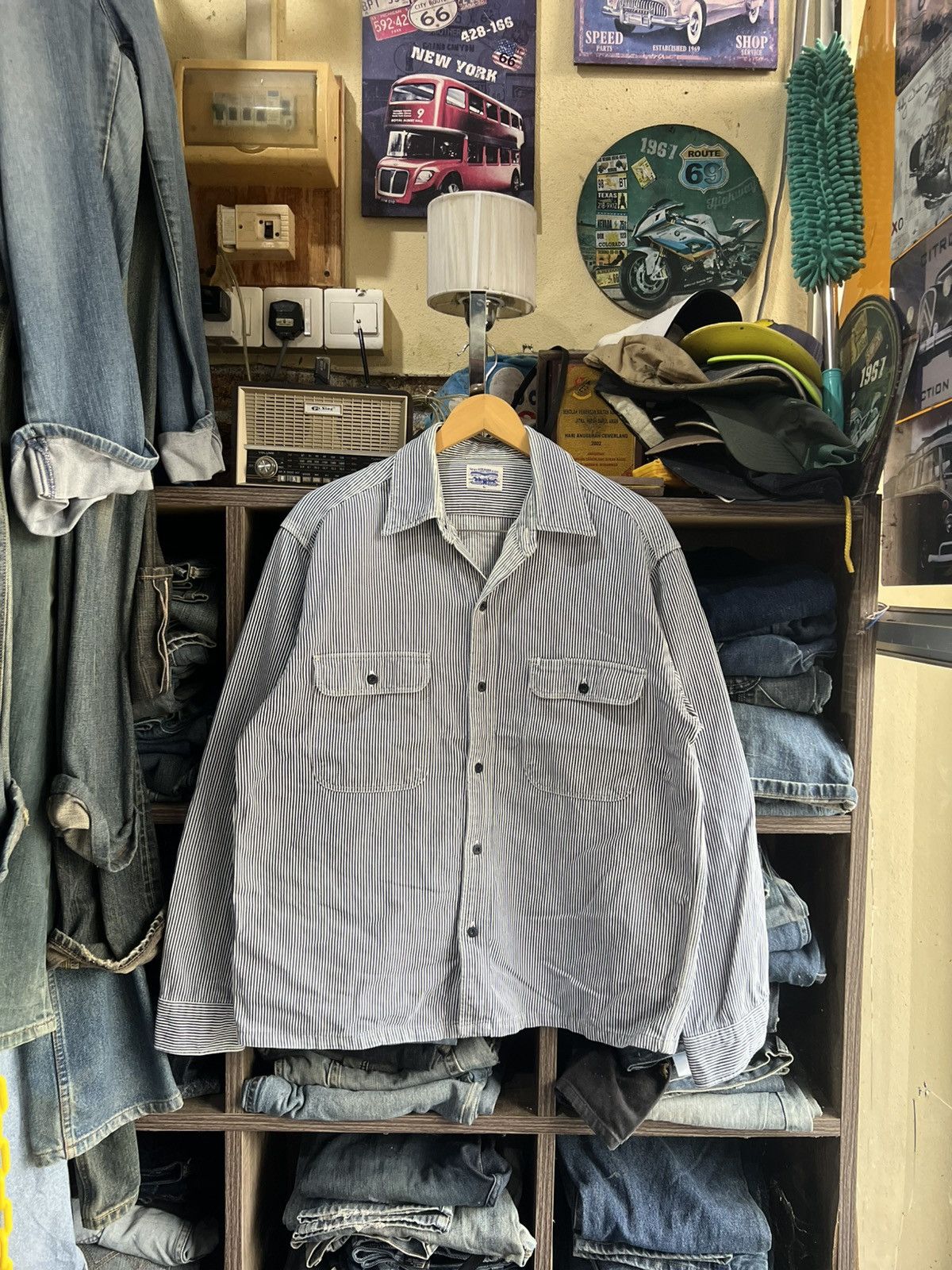 Levi's 🔥Vintage Levis Hickory Stripes Overshirt Size US M / EU 48-50 / 2 - 1 Thumbnail