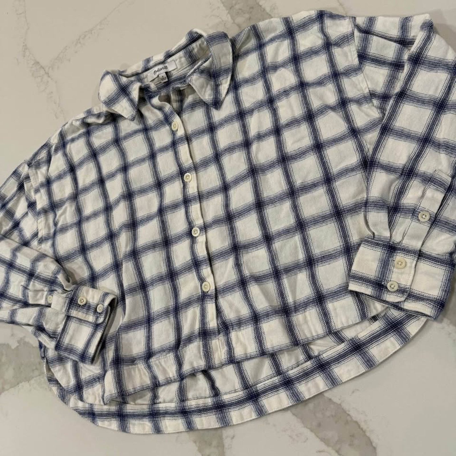 Madewell Madewell Flannel Crop Boxy Long Sleeve Shirt Women's Small Size S / US 4 / IT 40 - 2 Thumbnail
