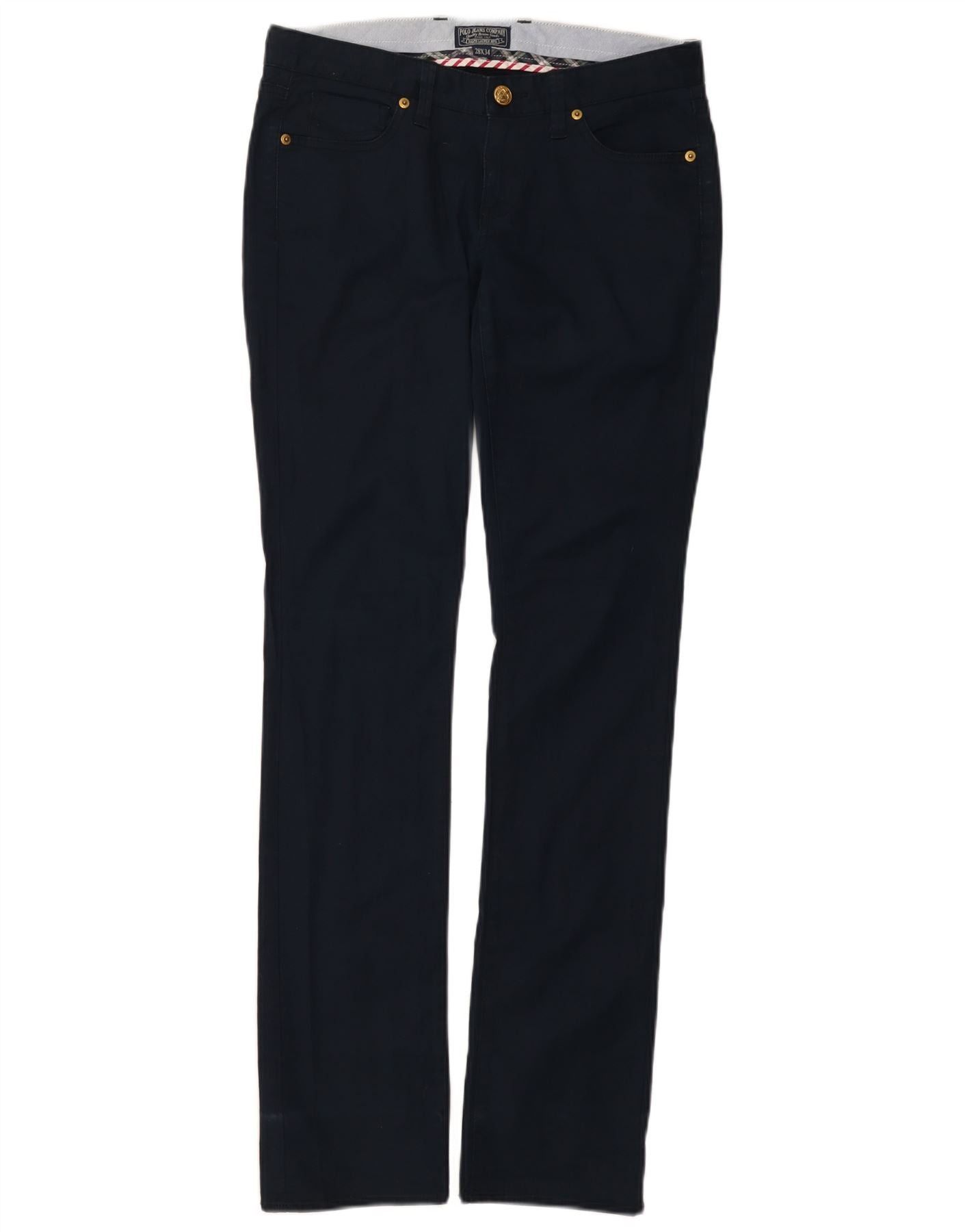 Ralph Lauren Womens Slim Casual Trousers W28 L34 Navy Blue Cotton Size 24" / US 00 / IT 34 - 1 Thumbnail