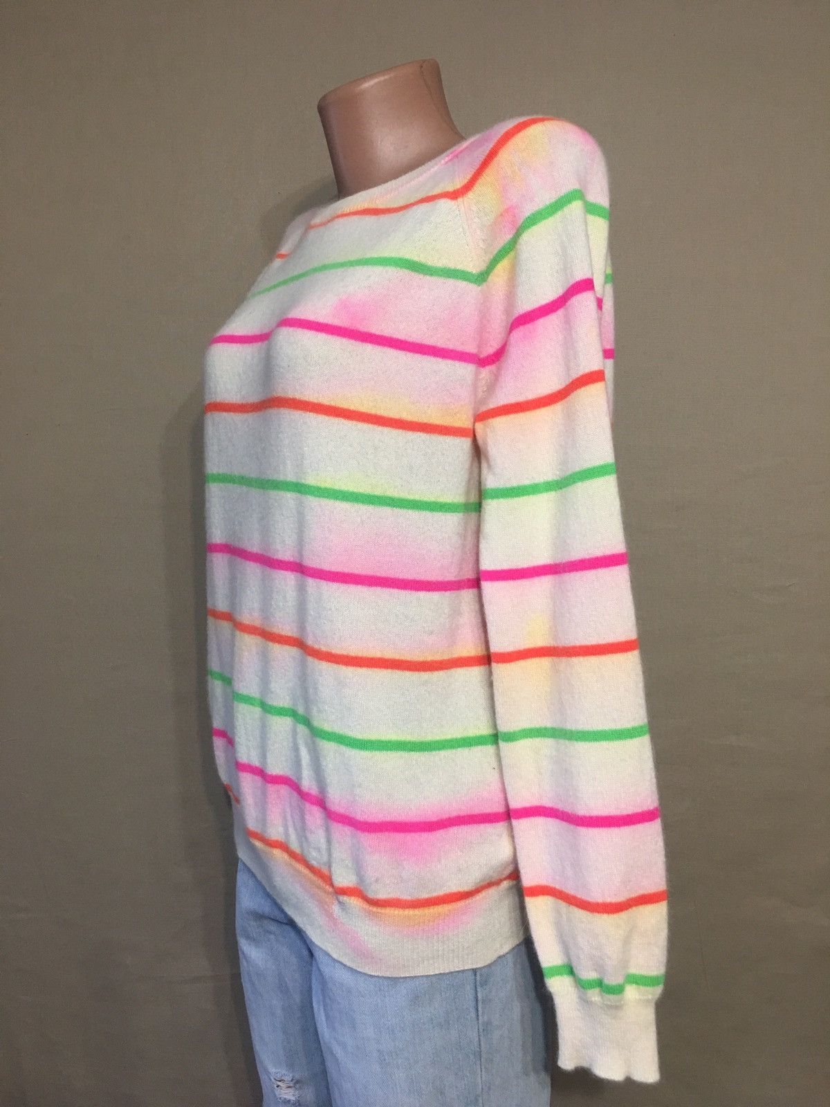 Other GUSSY and LOU Cream Multi Neon Stripes Cashmere Sweater M Size M / US 6-8 / IT 42-44 - 3 Thumbnail