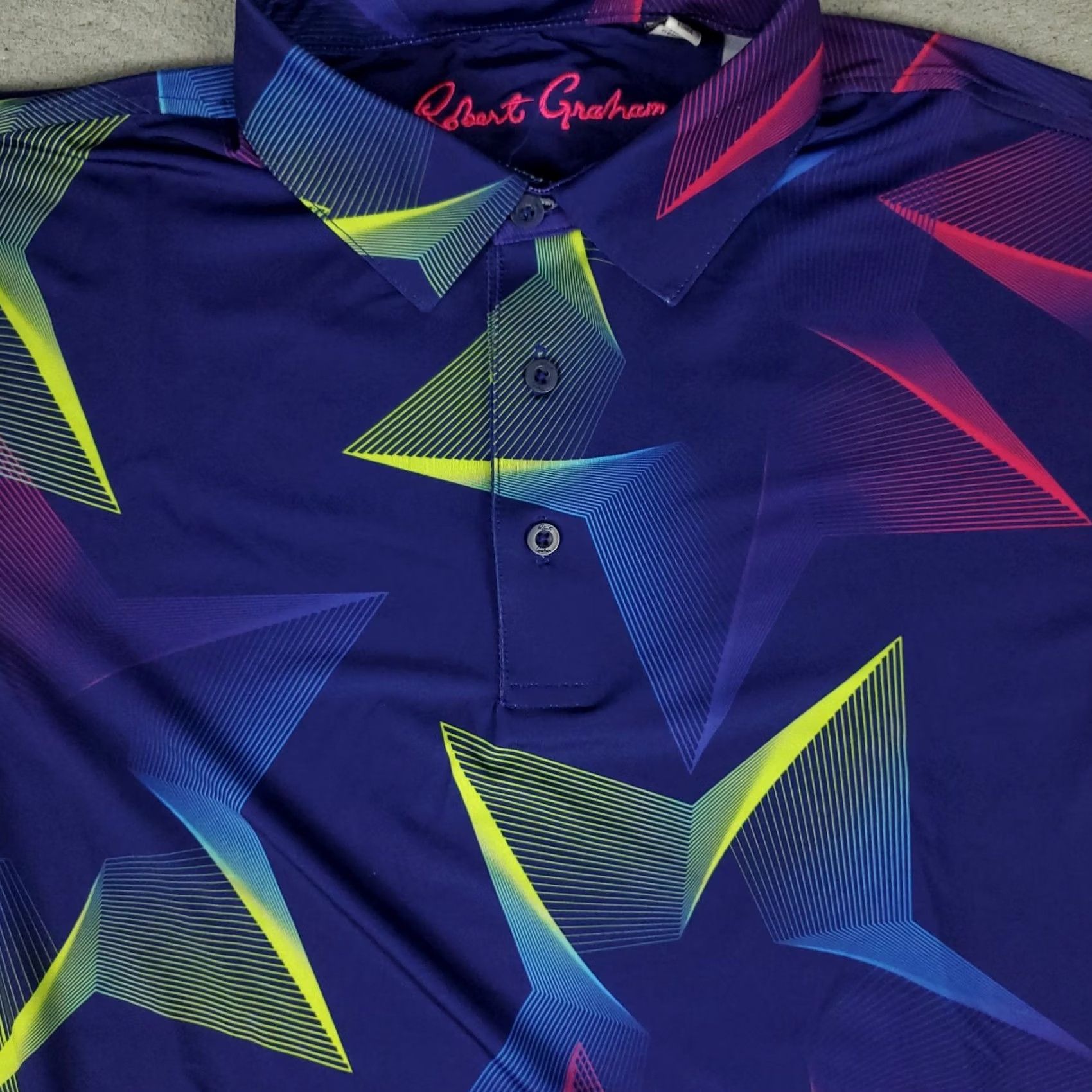Robert Graham Robert Graham Polo Shirt Mens Small Purple Star Print Polyester Golf Stretch Polo Size US S / EU 44-46 / 1 - 2 Thumbnail