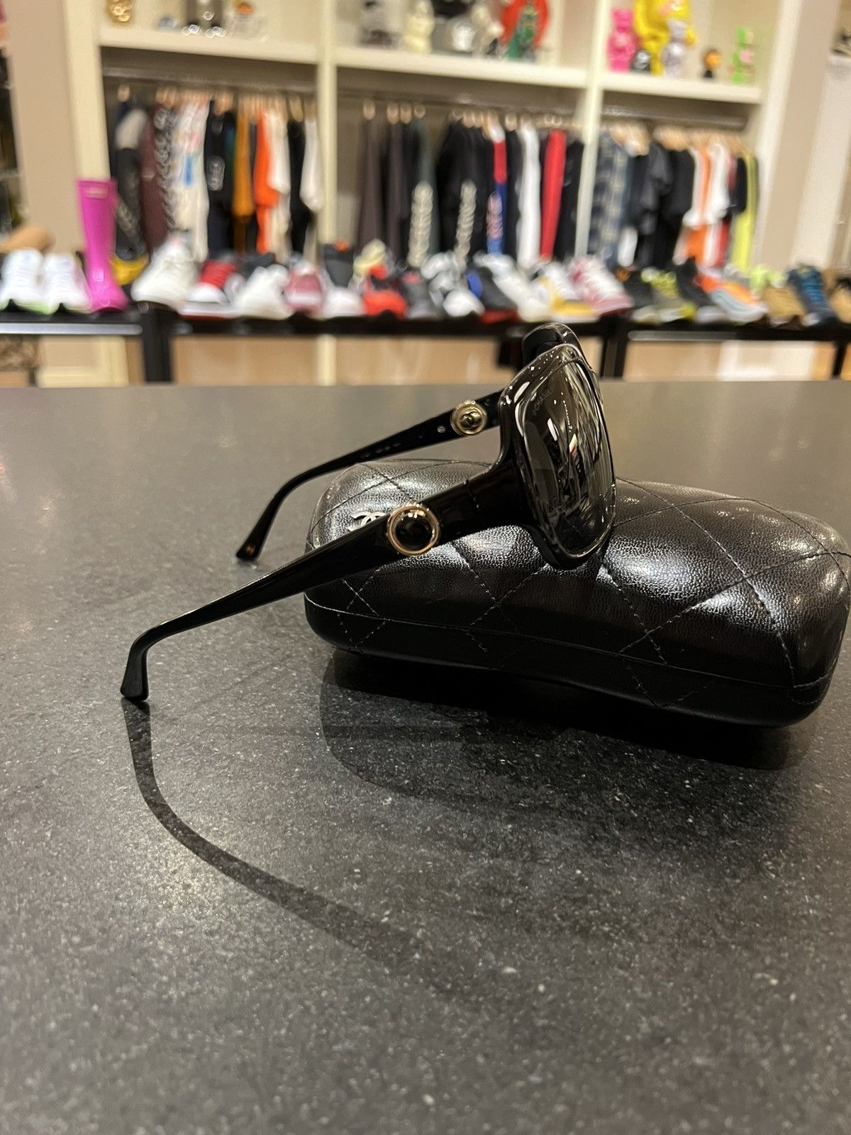 Chanel Chanel rotating gem oval sunglasses acetate black Size ONE SIZE - 5 Thumbnail