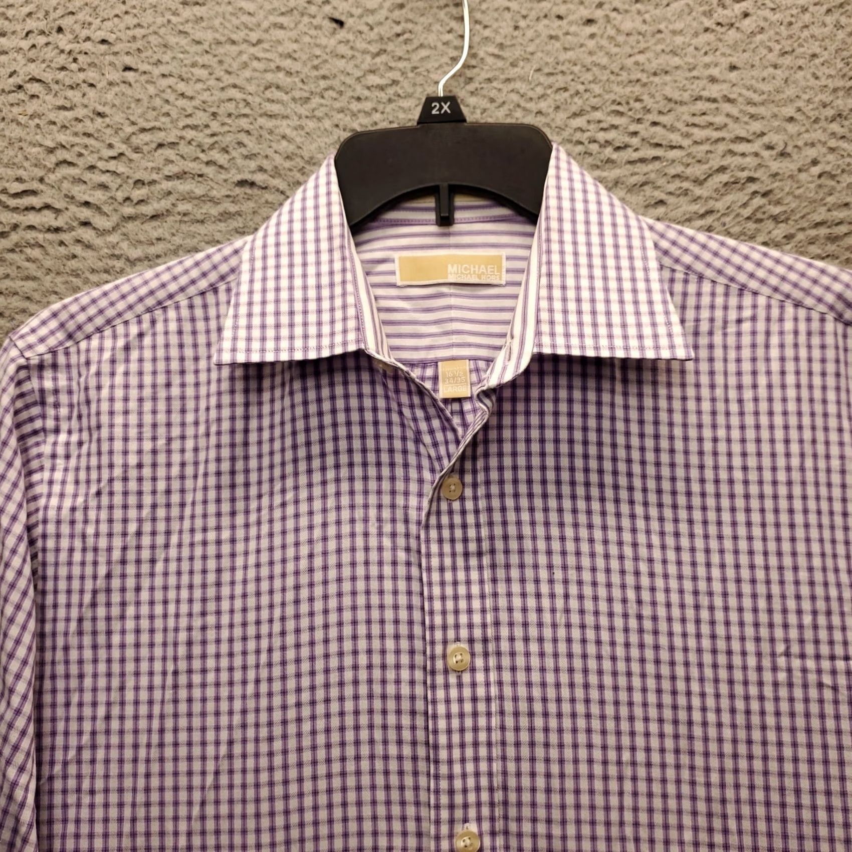 Michael Kors Michael Kors Dress Shirt Mens L Multi Plaid Long Sleeve Regular Button Up Size 42R - 3 Thumbnail