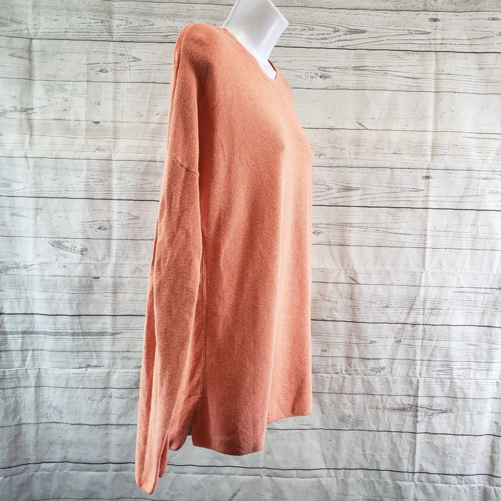 J. Jill J Jill Womens Knit Top Sz S Solid Orange Long Sleeve Cotton Shirt Size S / US 4 / IT 40 - 3 Thumbnail