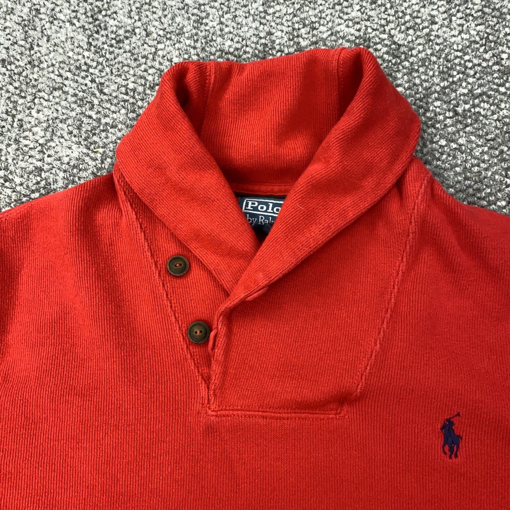 Polo Ralph Lauren Polo Ralph Lauren Sweater Mens Medium Red Shawl Collar Cotton Pullover Knit Size US M / EU 48-50 / 2 - 3 Thumbnail