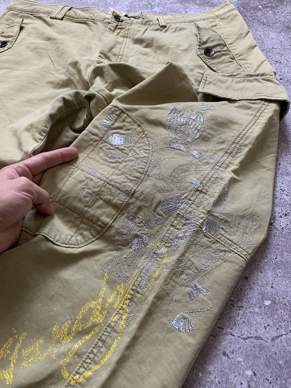 Christian Audigier Rare Ed Hardy Japanese Embroidered Parachute Cargo Pants Size US 38 / EU 54 - 5 Thumbnail