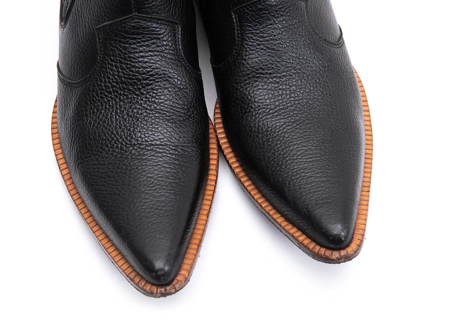 Jean Paul Gaultier Black Side Gore Western Leather Short Boots size 25 Size US 7 / EU 40 - 6 Thumbnail