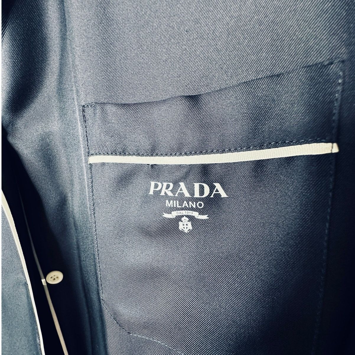Prada NWT Prada Bleu Black Twill White Trim Belted Robe 44 / M Size ONE SIZE - 6 Thumbnail