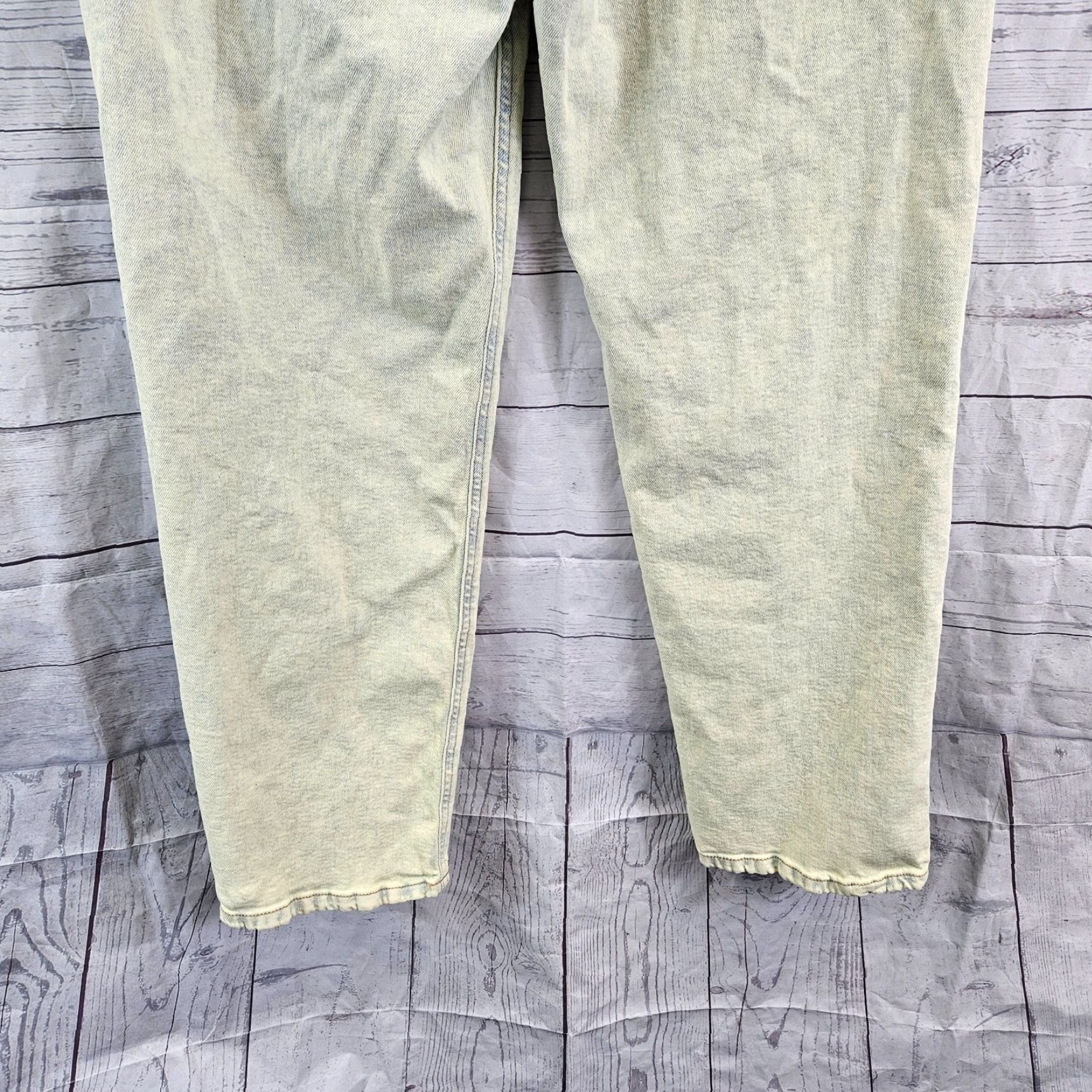 Vintage Wild Fable Womens Highest Rise 90s Straight Jeans Sz 12 Acid Over-Dye Lime Green Size 34" / US 12 / IT 48 - 5 Thumbnail