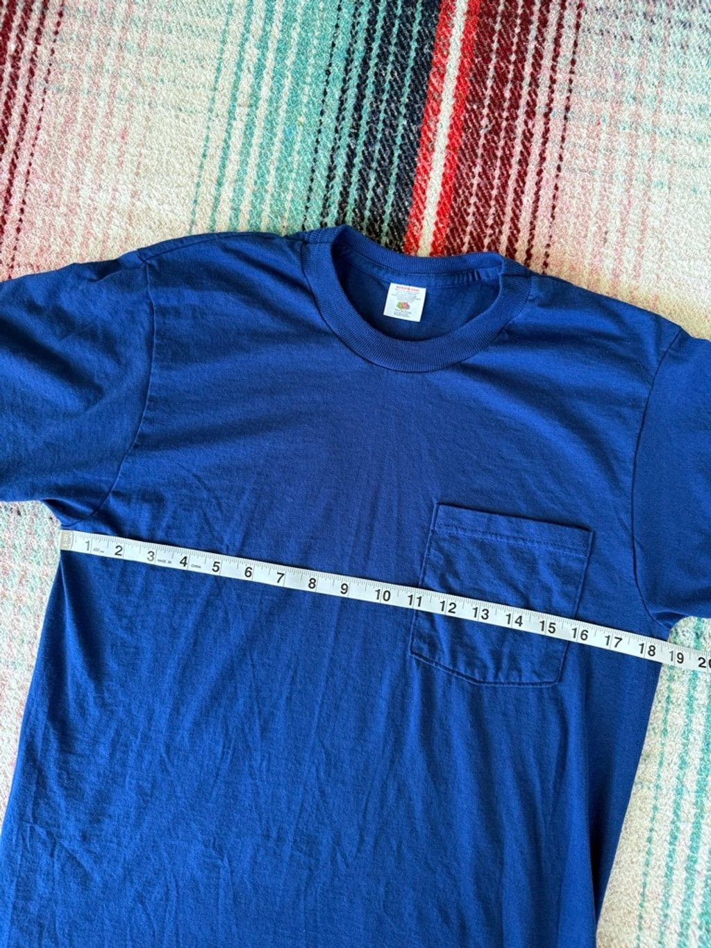 Fruit Of The Loom Vintage Fruit of the Loom Blue Short Sleeve Pocket Tee M Size US M / EU 48-50 / 2 - 5 Thumbnail