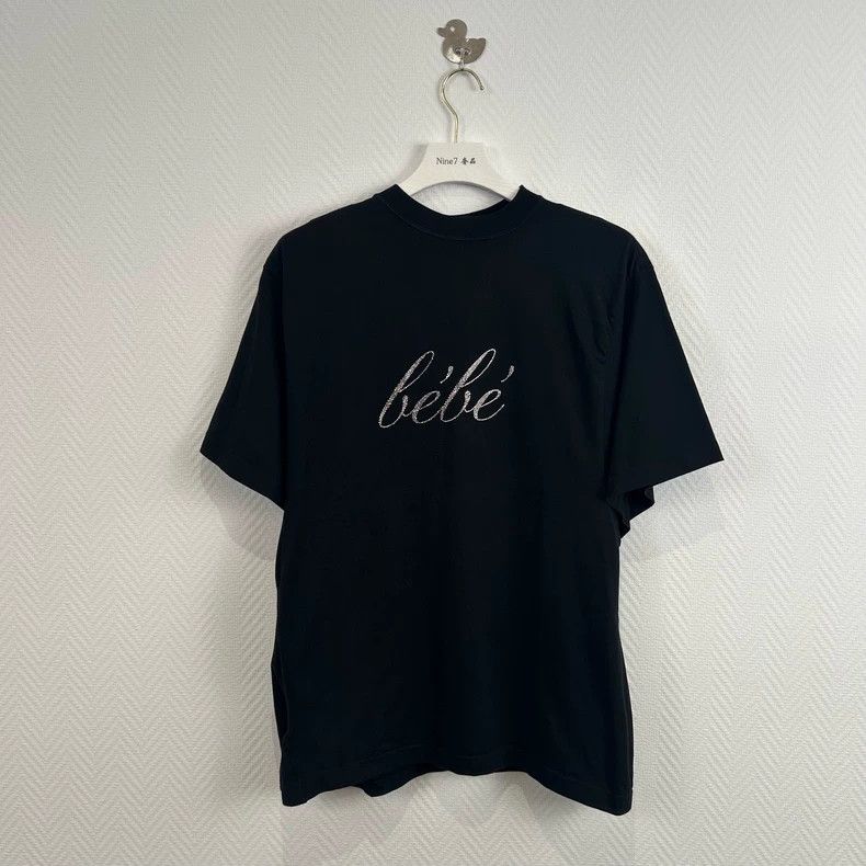 Balenciaga Balenciaga Black Crystal Letter Short Sleeve Size US S / EU 44-46 / 1 - 1 Thumbnail