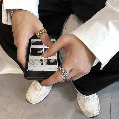 Jewelry Dark Jewelry Rings Open Size Chrome Ring (Size 7-13) Size ONE SIZE - 1 Thumbnail