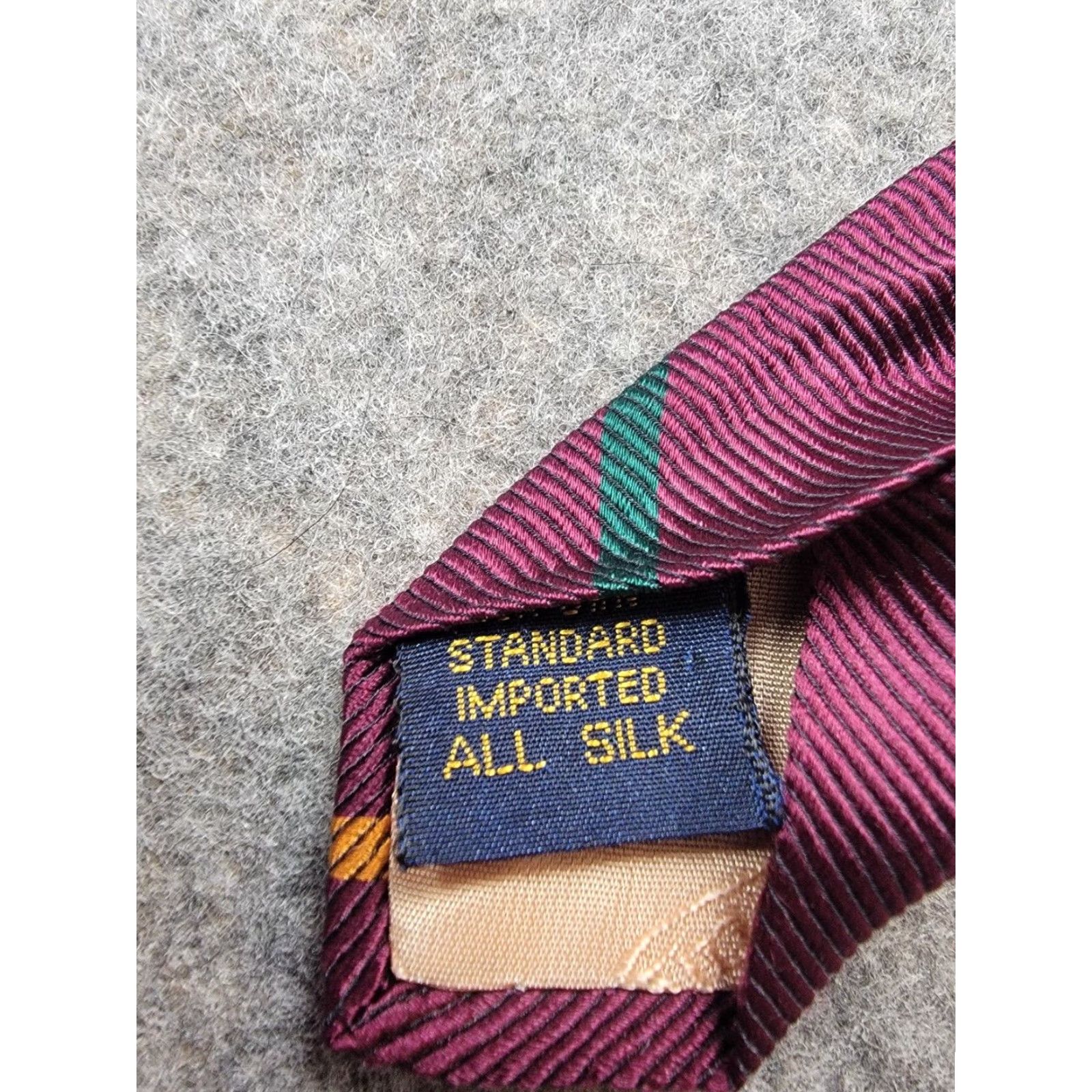 Paul Stuart Paul Stuart Tie Red Green Gold Stripe 100% Silk Made in USA American Preppy Size ONE SIZE - 4 Thumbnail