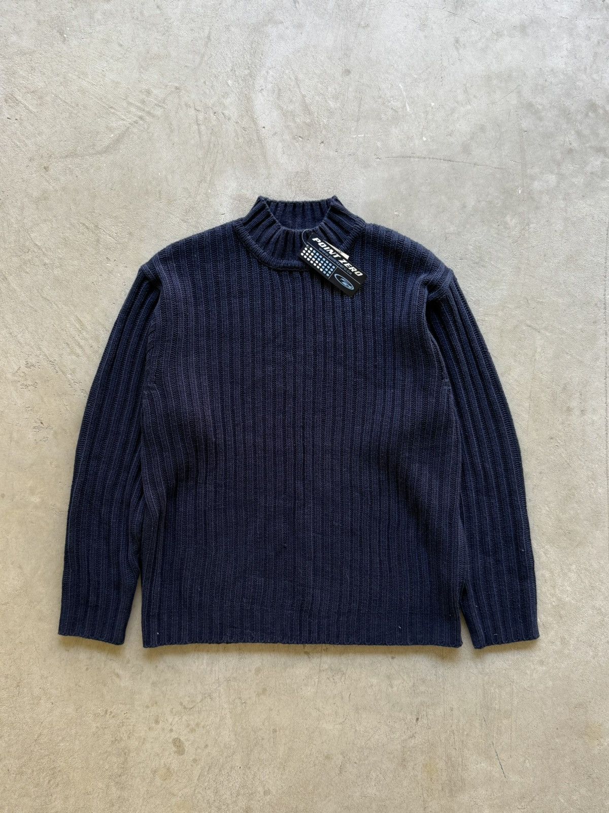 Point Zero Vintage 90s Point Zero Ribbed Turtleneck Sweater Deadstock Size US L / EU 52-54 / 3 - 1 Thumbnail