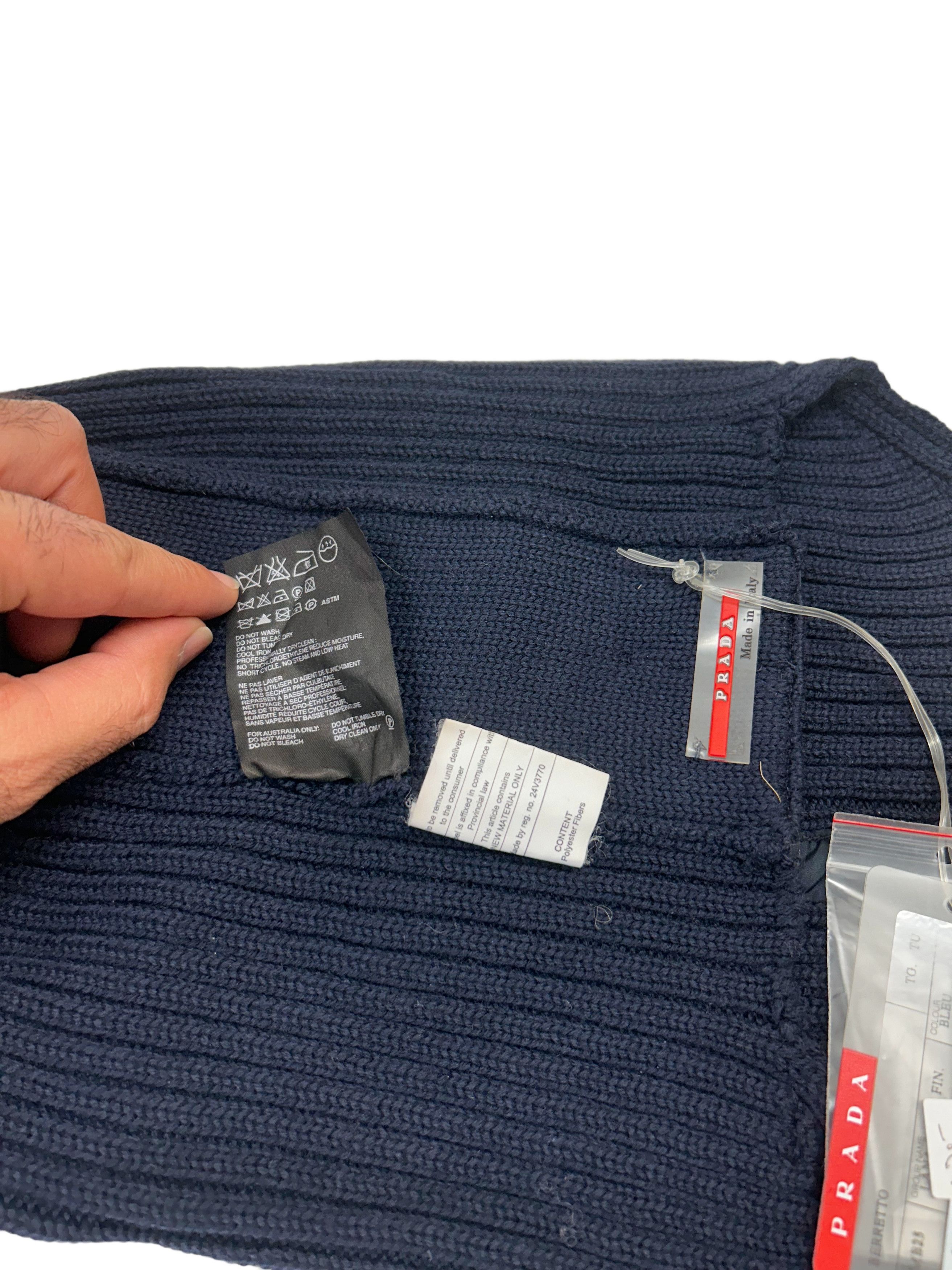 Prada Prada Linea Rossa Blue Ribbed Wool Balaclava Size ONE SIZE - 5 Thumbnail