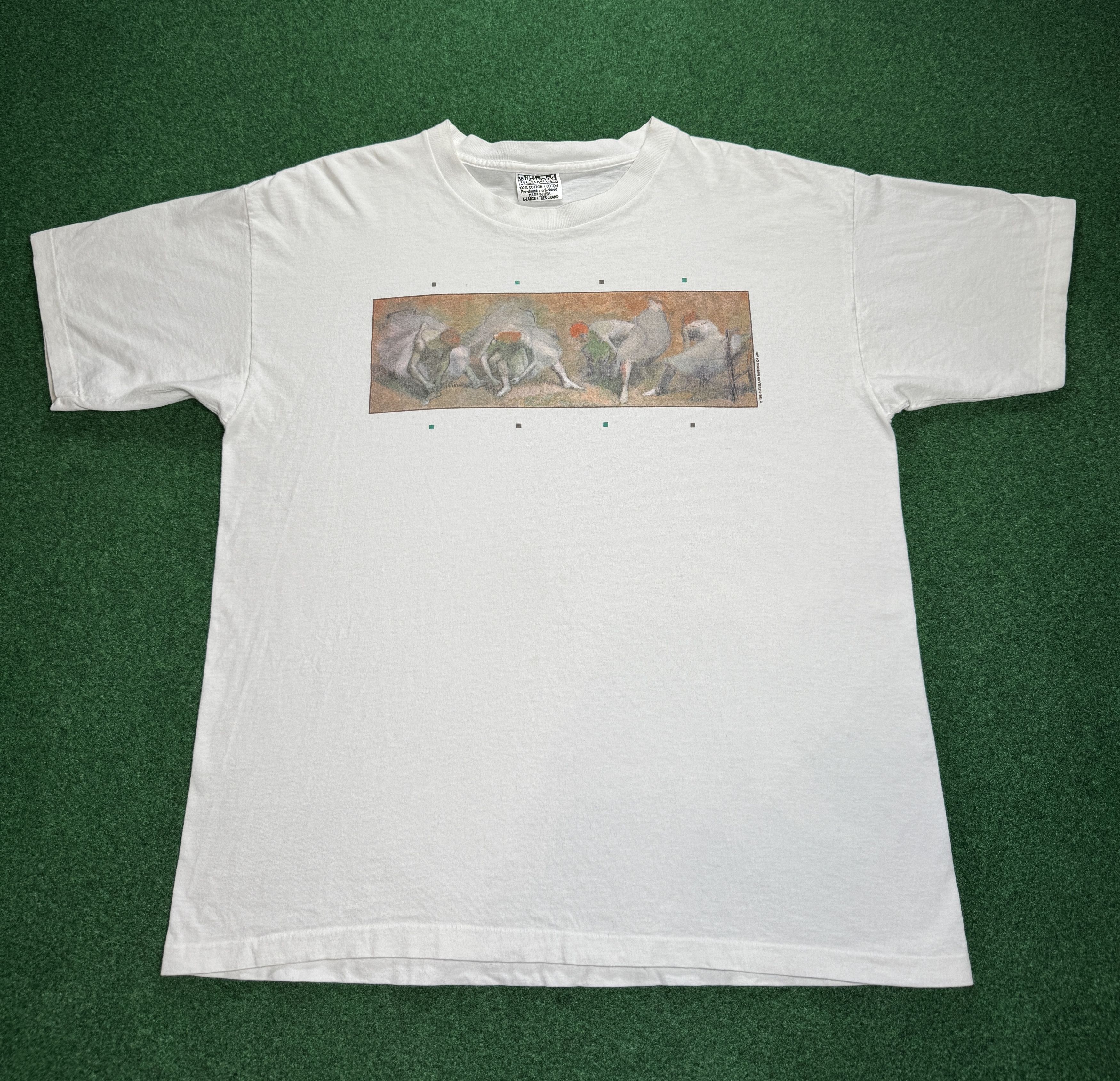 image of Vintage VTG 90's Edgar Degas Art XL Ballet Impressionist T Shirt in White, Men's