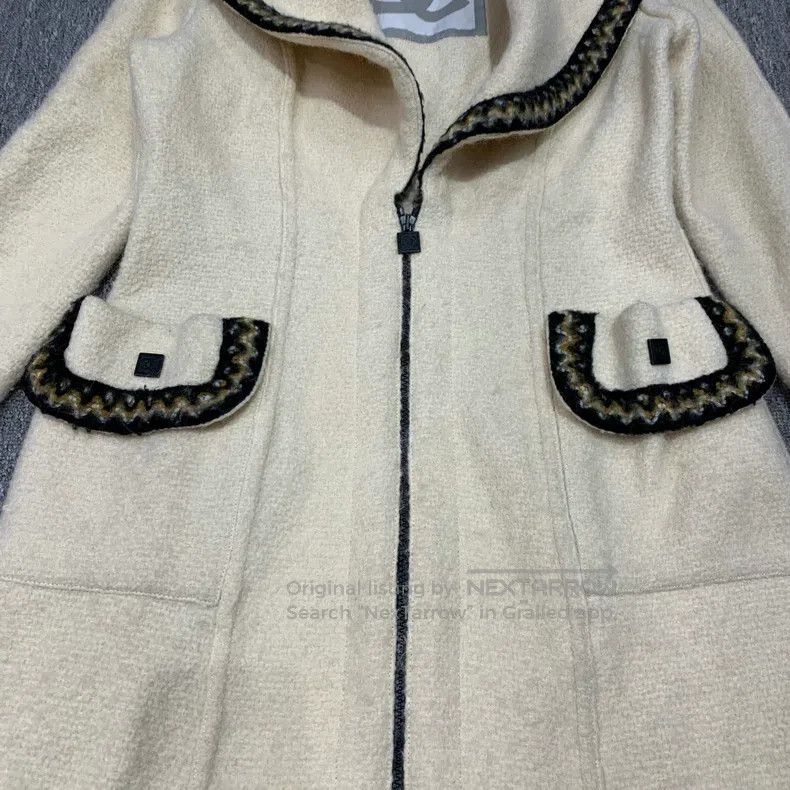 Chanel Chanel White woollen lapel zipper coat Size S / US 4 / IT 40 - 5 Thumbnail