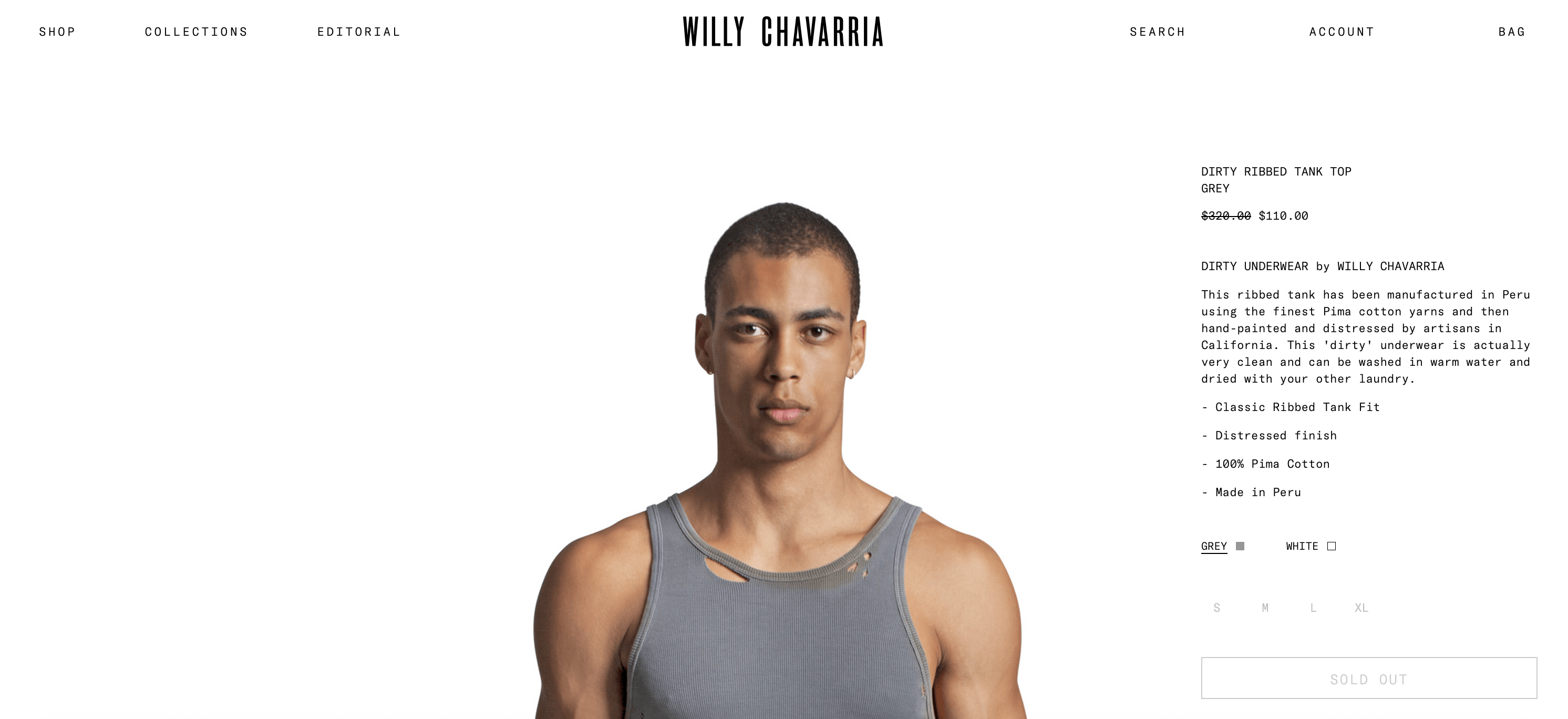 Willy Chavarria Dirty Willy, Dirty Ribbed Tank Top Size US M / EU 48-50 / 2 - 3 Thumbnail