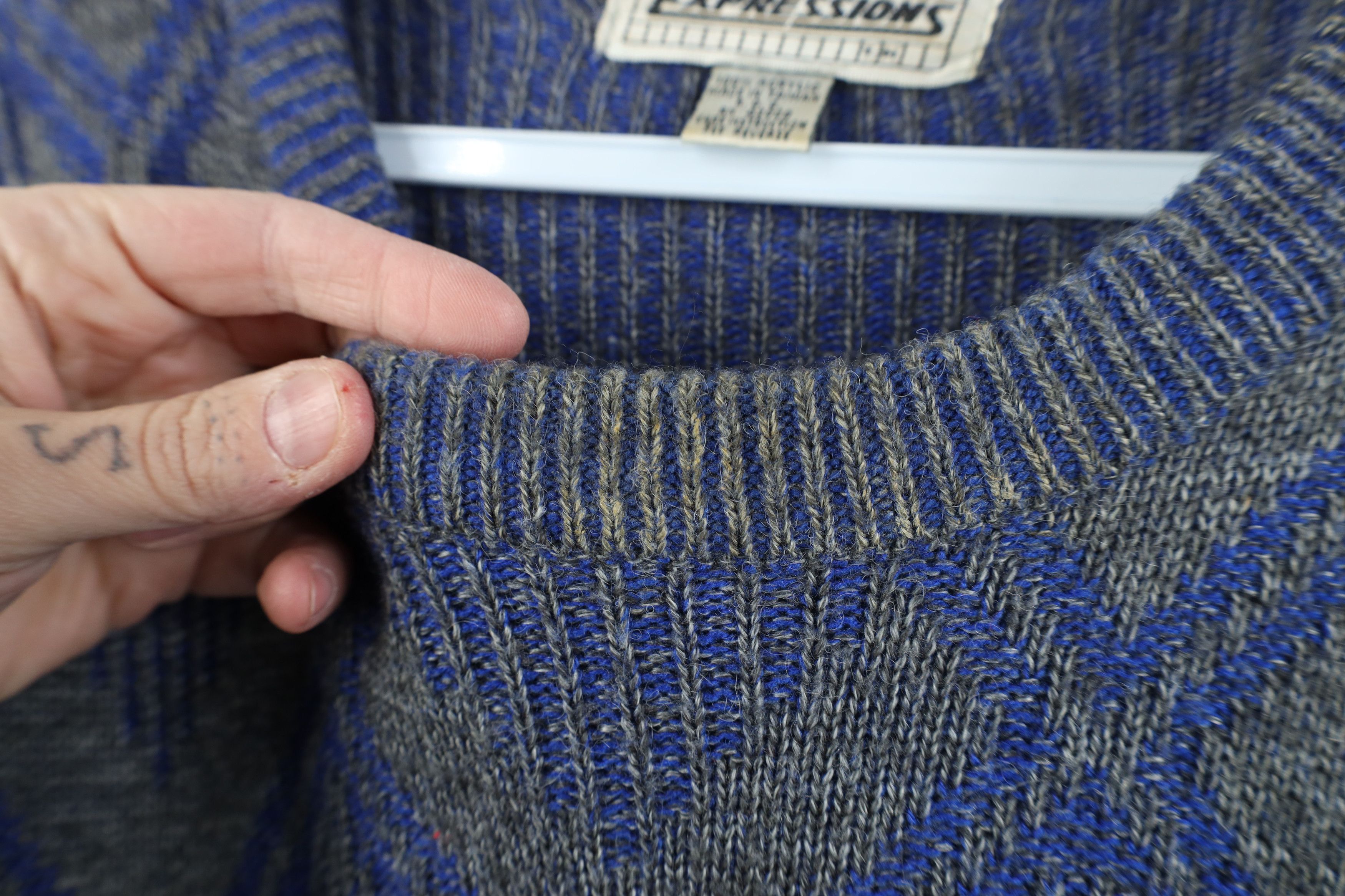 Vintage Vintage 90s Streetwear Argyle Ribbed Knit Crewneck Sweater Size L / US 10 / IT 46 - 4 Thumbnail