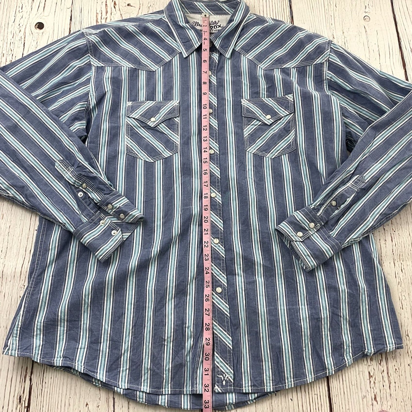 Wrangler Wrangler 20X Competition Long Sleeve Striped Snap Button Front Shirt Men's XXL Multicolor Button Pockets Western Cotton Size US XXL / EU 58 / 5 - 3 Thumbnail