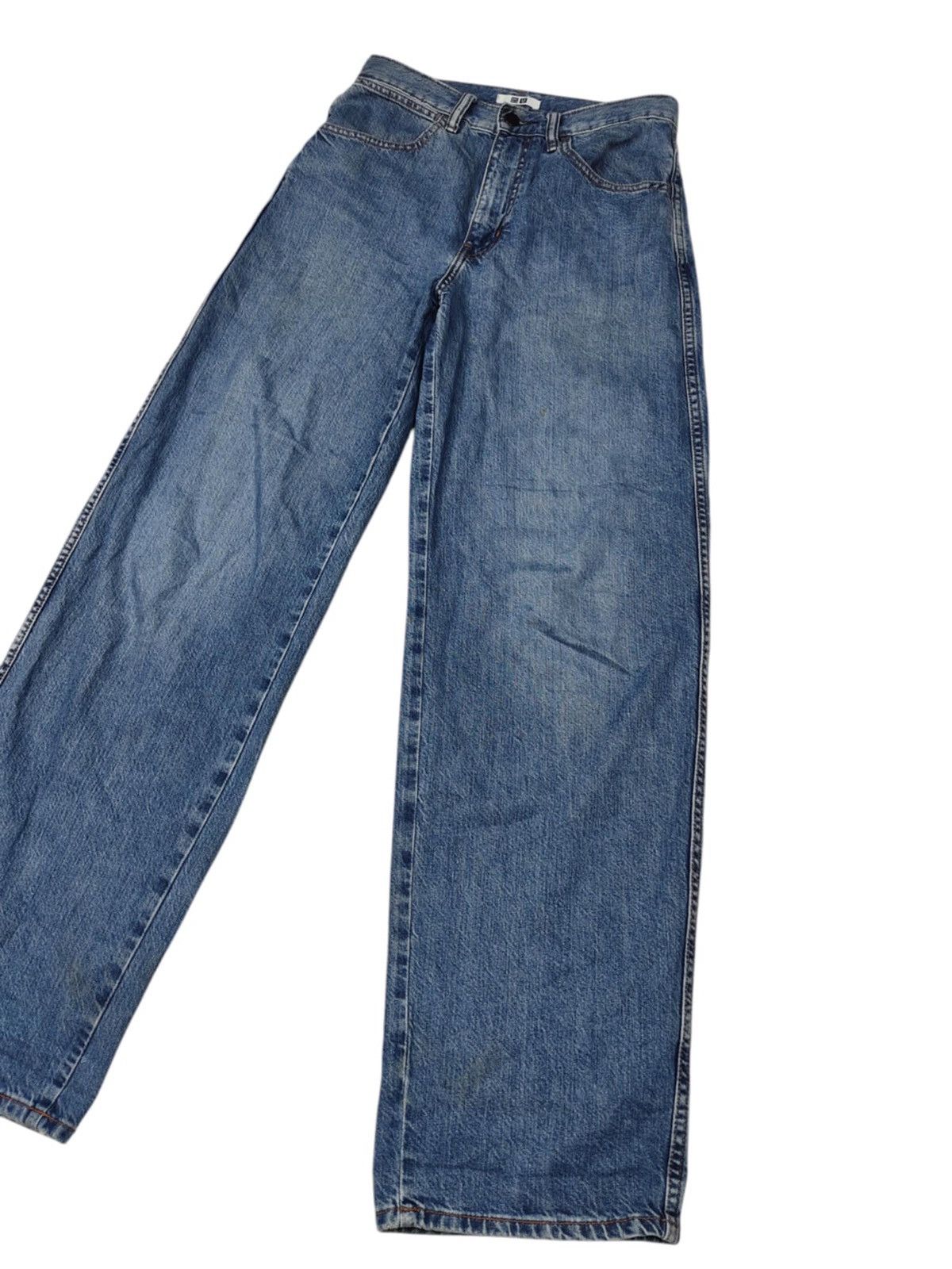 Japanese Brand × Uniqlo Uniqlo U Wide leg distressed Denim jacket Size 29" - 2 Thumbnail