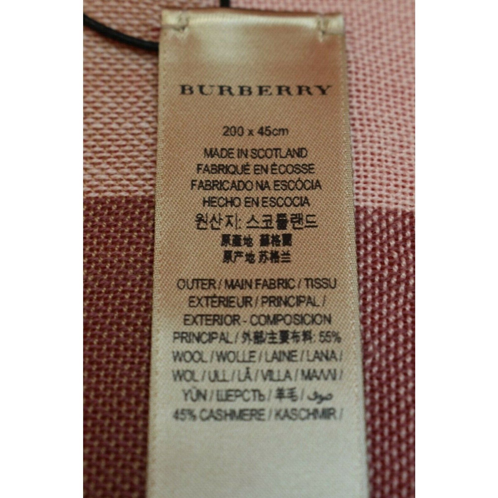Burberry TONAL PINK WOOL CASHMERE NOVA CHECK LIGHT SCARF 18X80 200X45 Size ONE SIZE - 11 Thumbnail