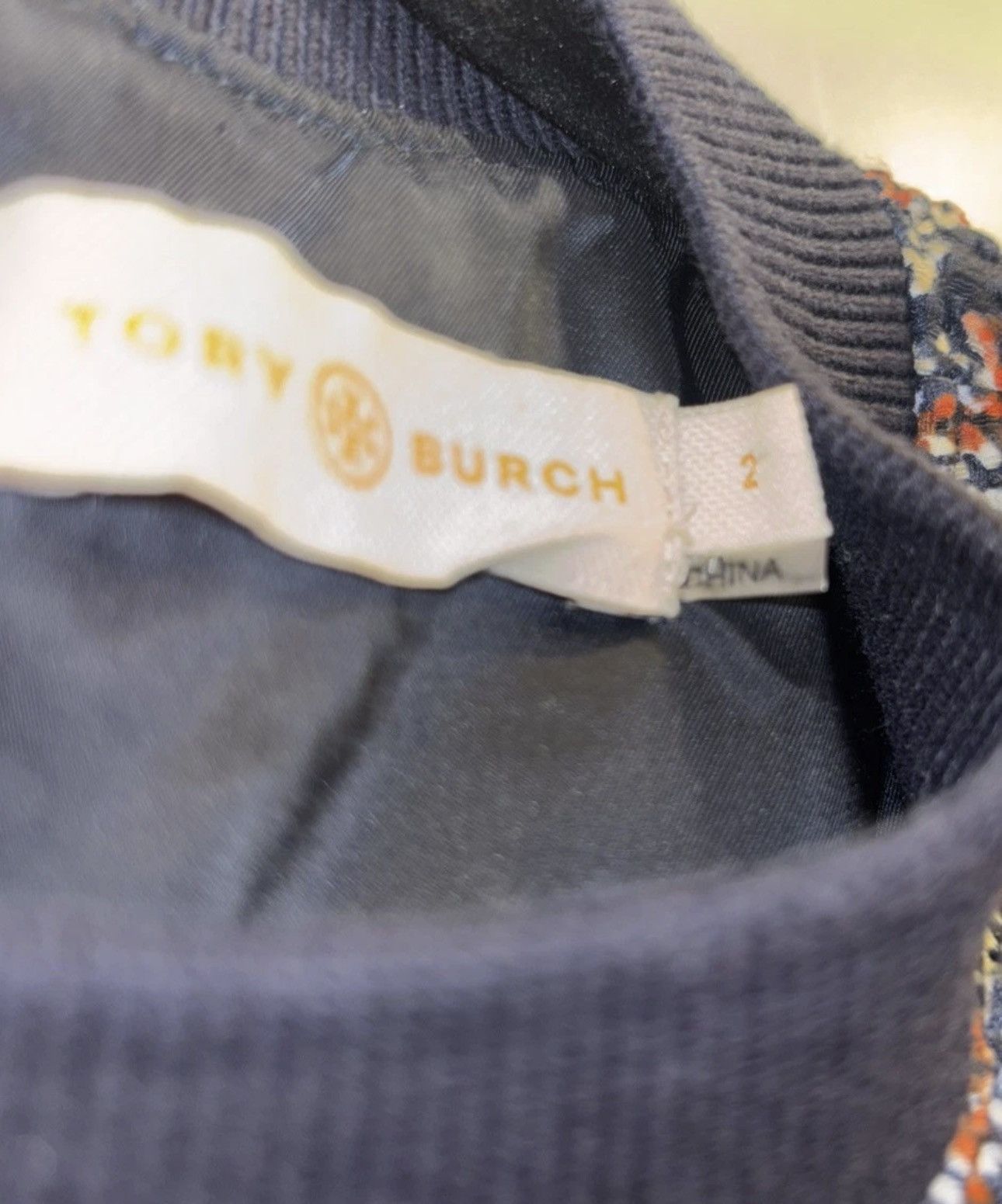 Tory Burch Tory Burch Dahlia Navy Pixelated Brocade Print Mini Dress Size XS / US 0-2 / IT 36-38 - 7 Thumbnail