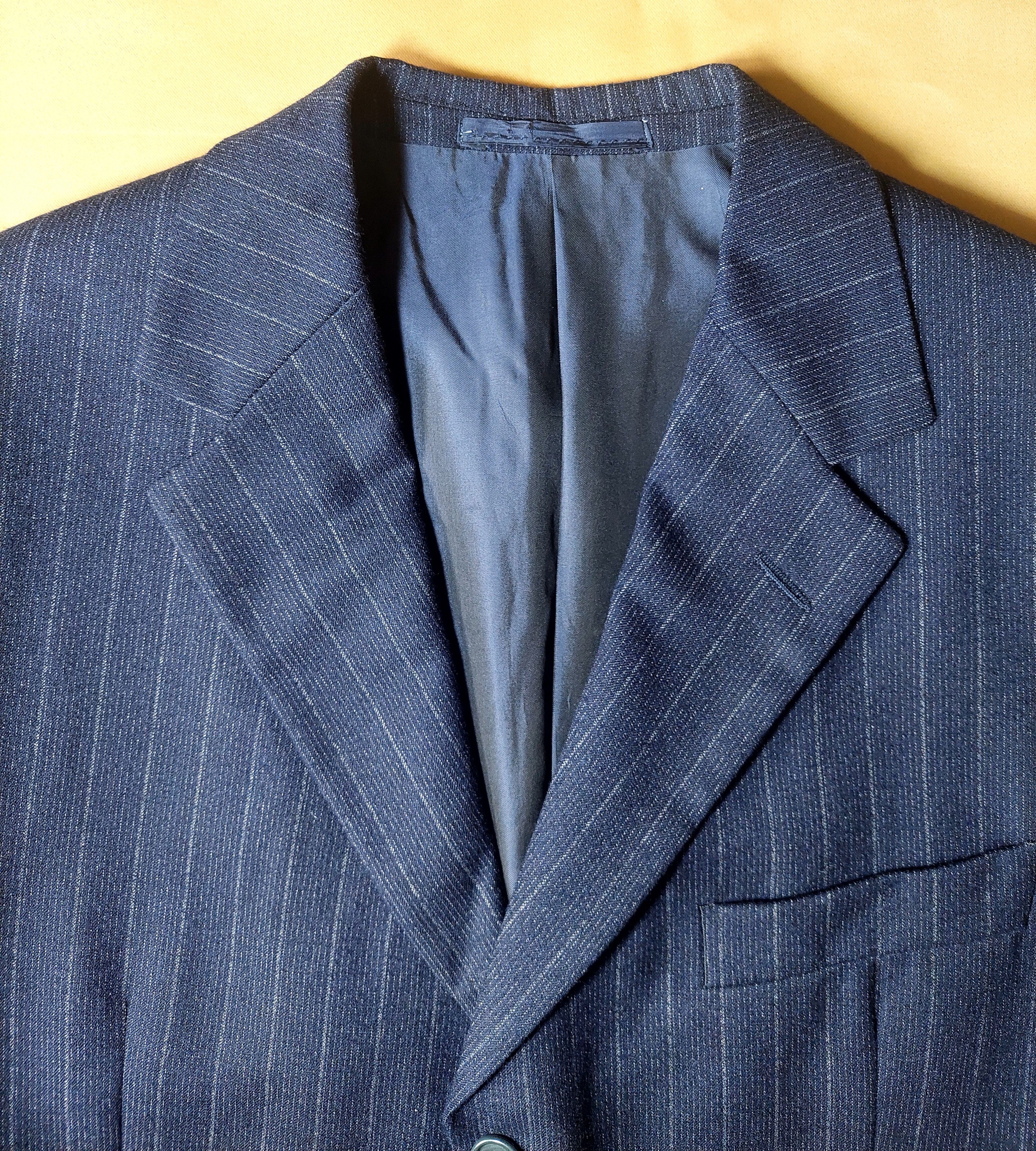 Romeo Gigli Romeo Gigli Wool Blazer Navy Pinstripe 90s Mens Size 50 IT Size 50R - 3 Thumbnail