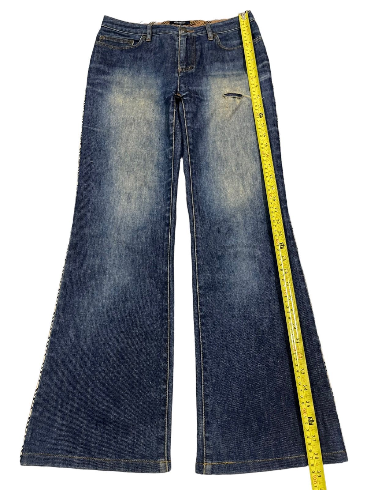Burberry Vintage Burberry Blue Wash Style Checked Line Flare Jeans Size US 29 - 11 Thumbnail